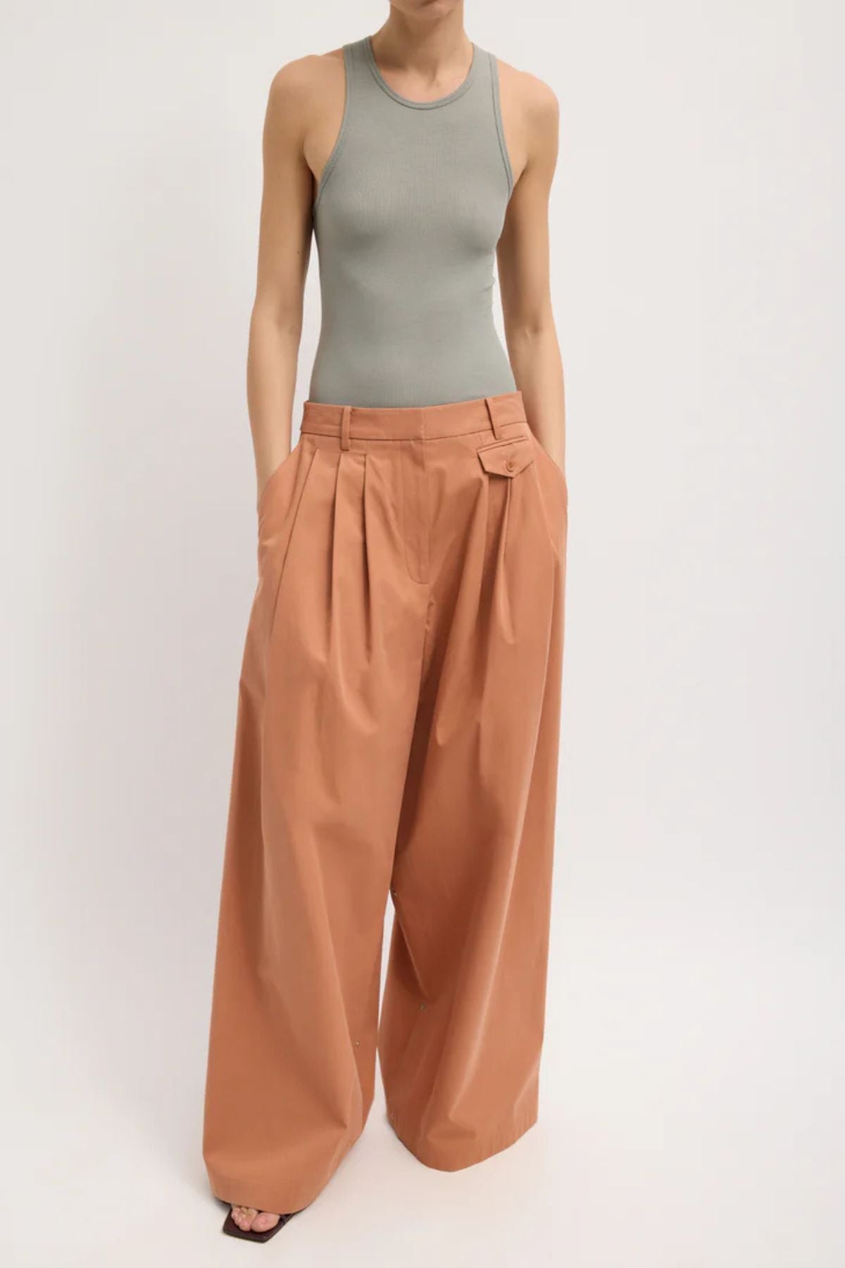 Tibi Bio Twill Triple Pleat Long Pant - Yam