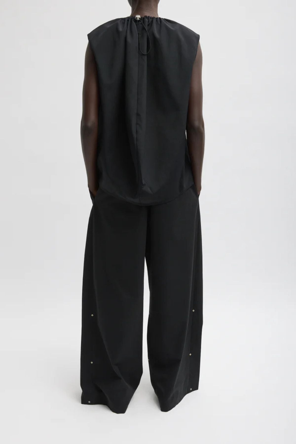 Tibi Bio Twill Triple Pleat Pant - Black