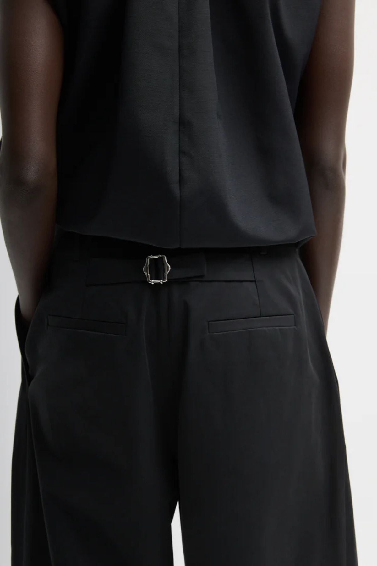 Tibi Bio Twill Triple Pleat Pant - Black