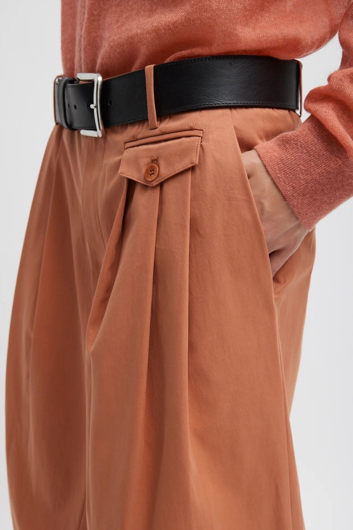 Tibi Bio Twill Triple Pleat Skirt - Yam
