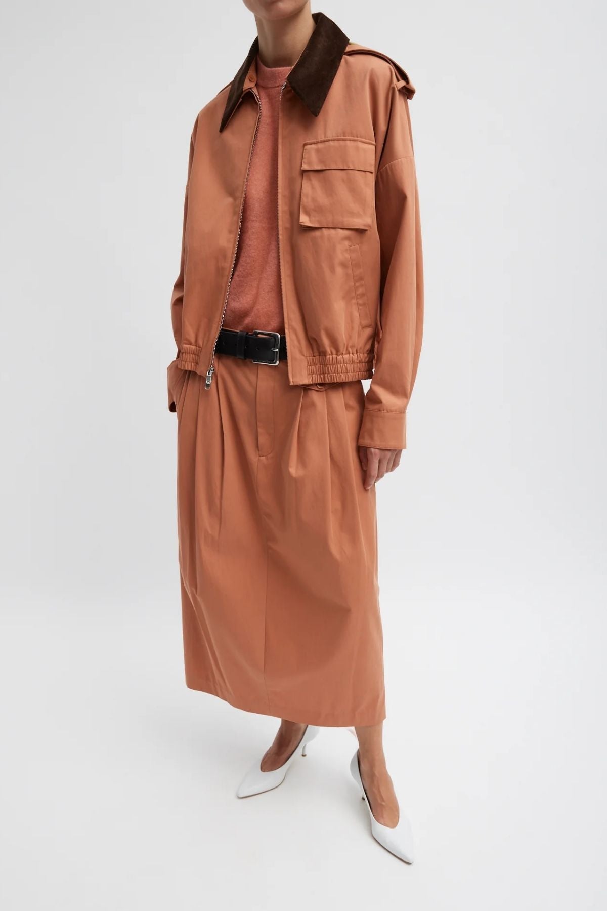 Tibi Bio Twill Triple Pleat Skirt - Yam