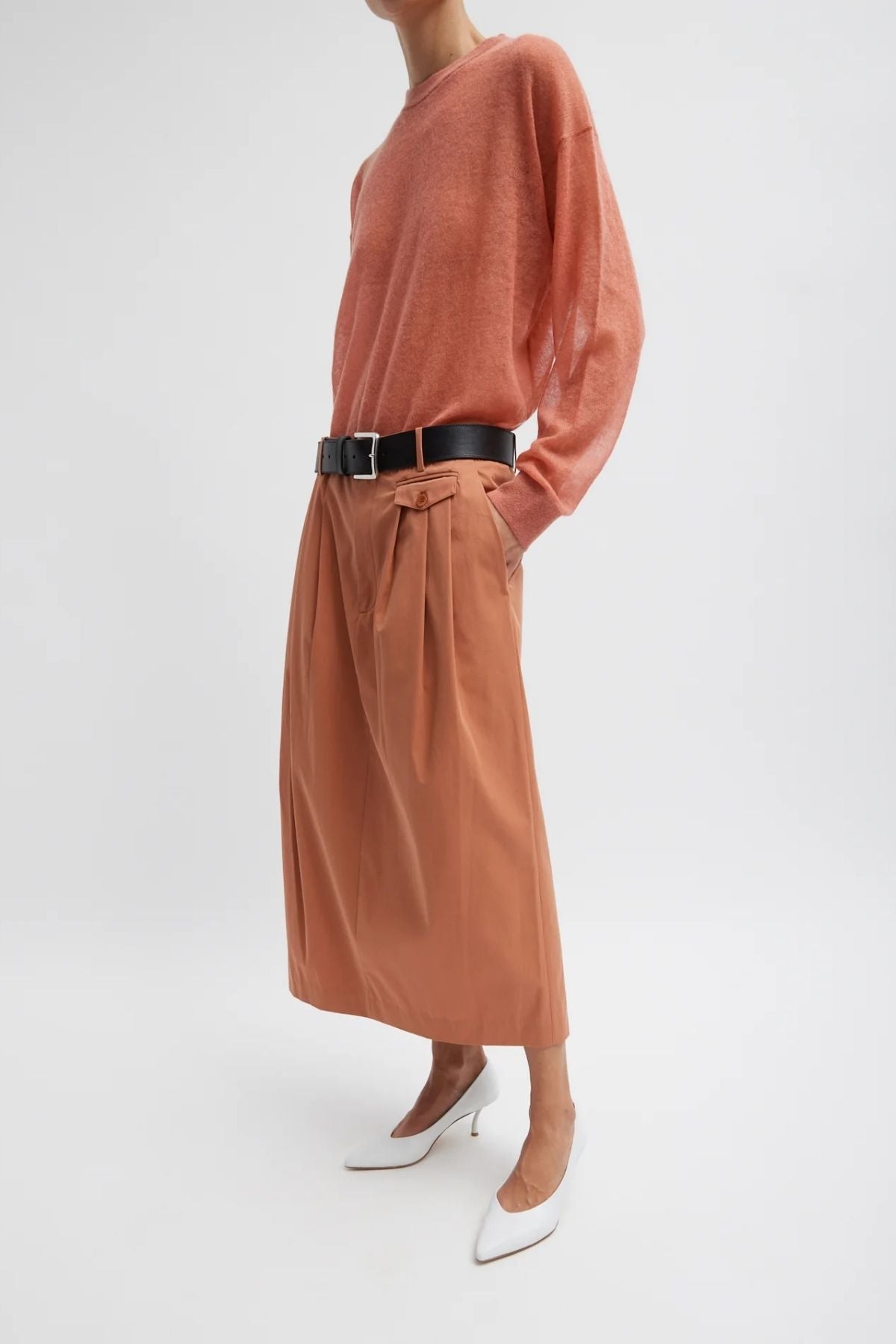 Tibi Bio Twill Triple Pleat Skirt - Yam