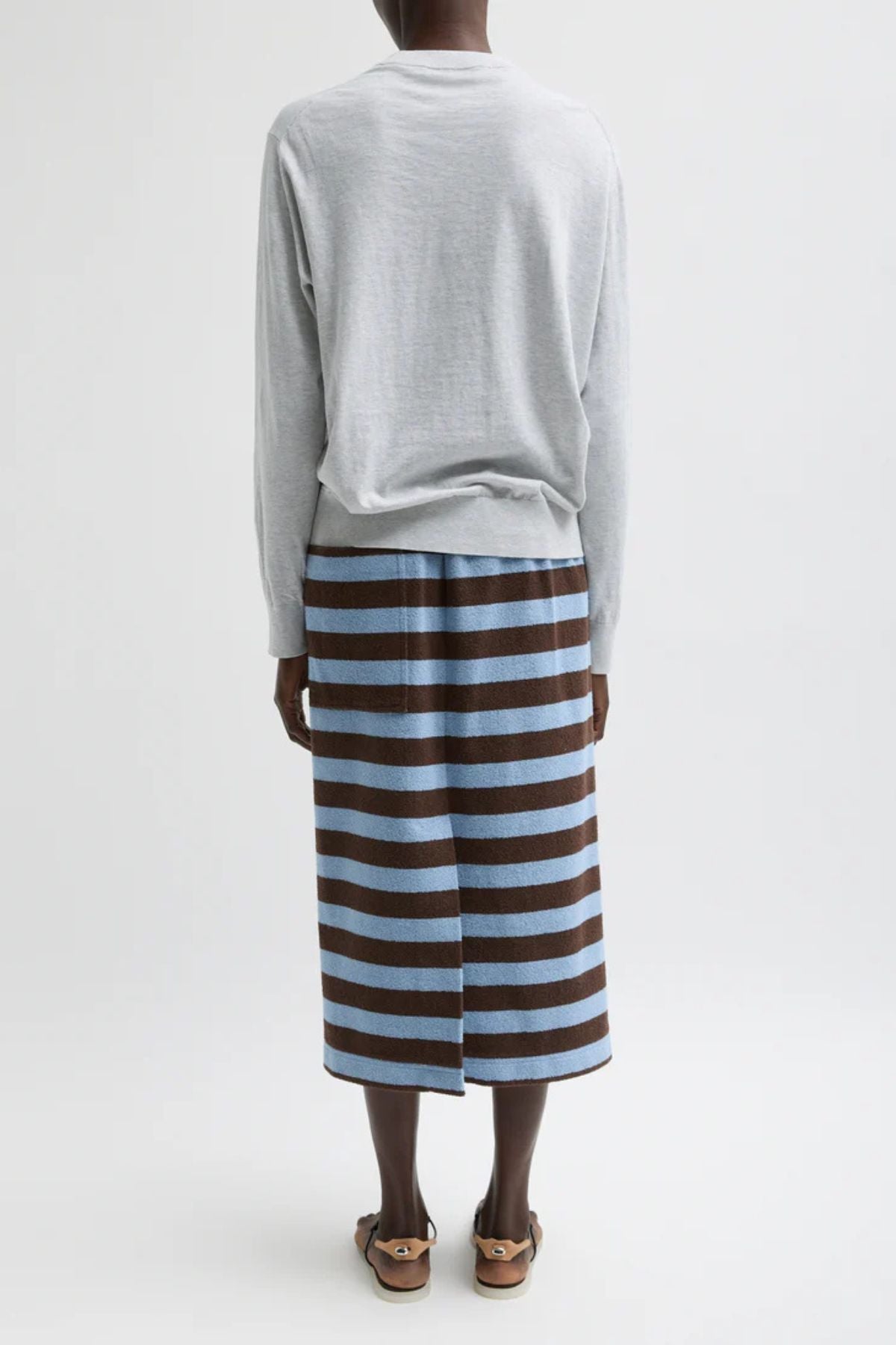 Tibi Bonded Dry Loop Terry Skirt - Brown/ Blue Multi