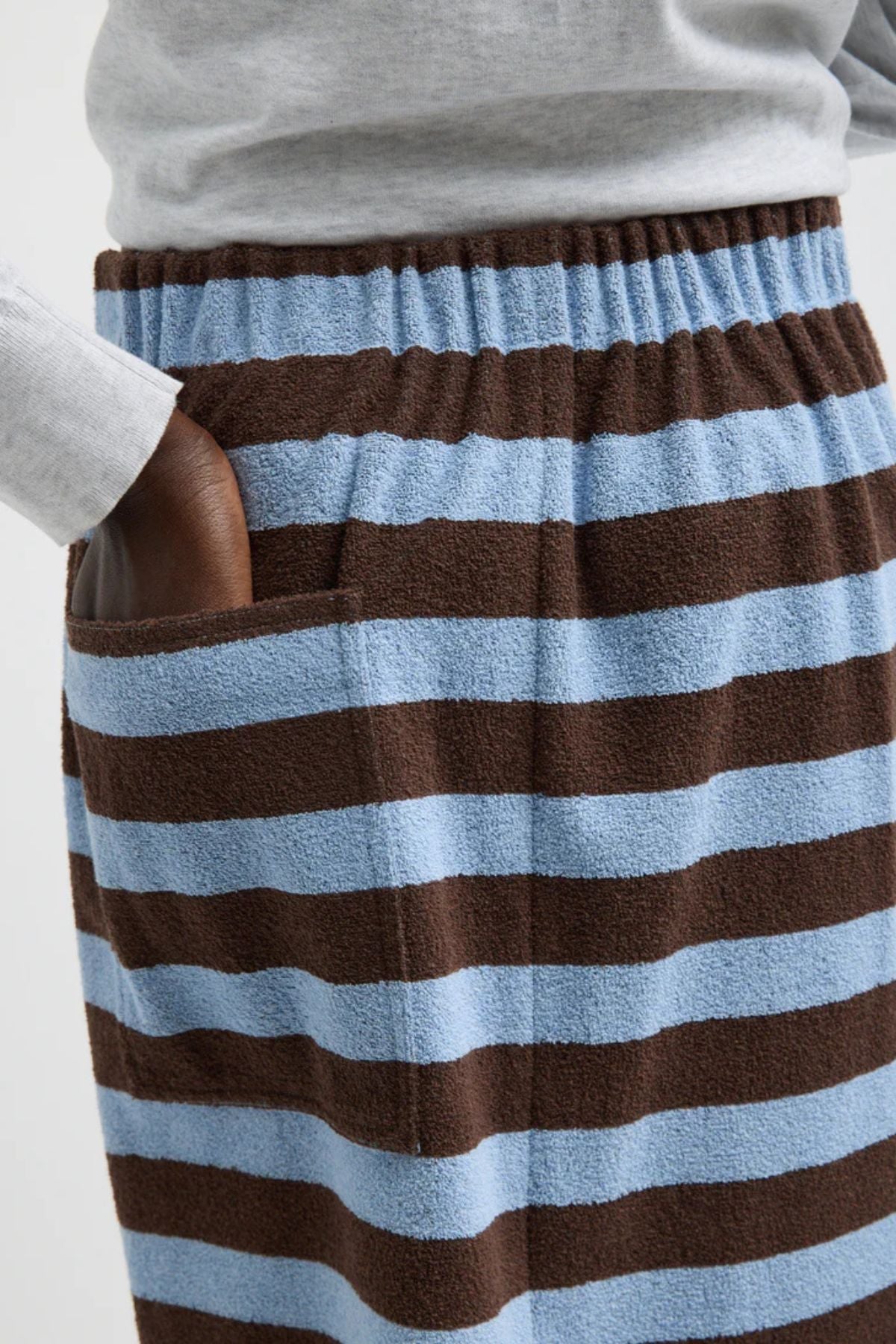 Tibi Bonded Dry Loop Terry Skirt - Brown/ Blue Multi