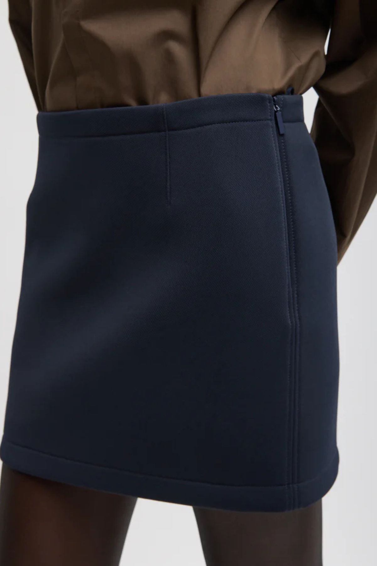 Tibi Bonded Twill Mini Skirt - Navy