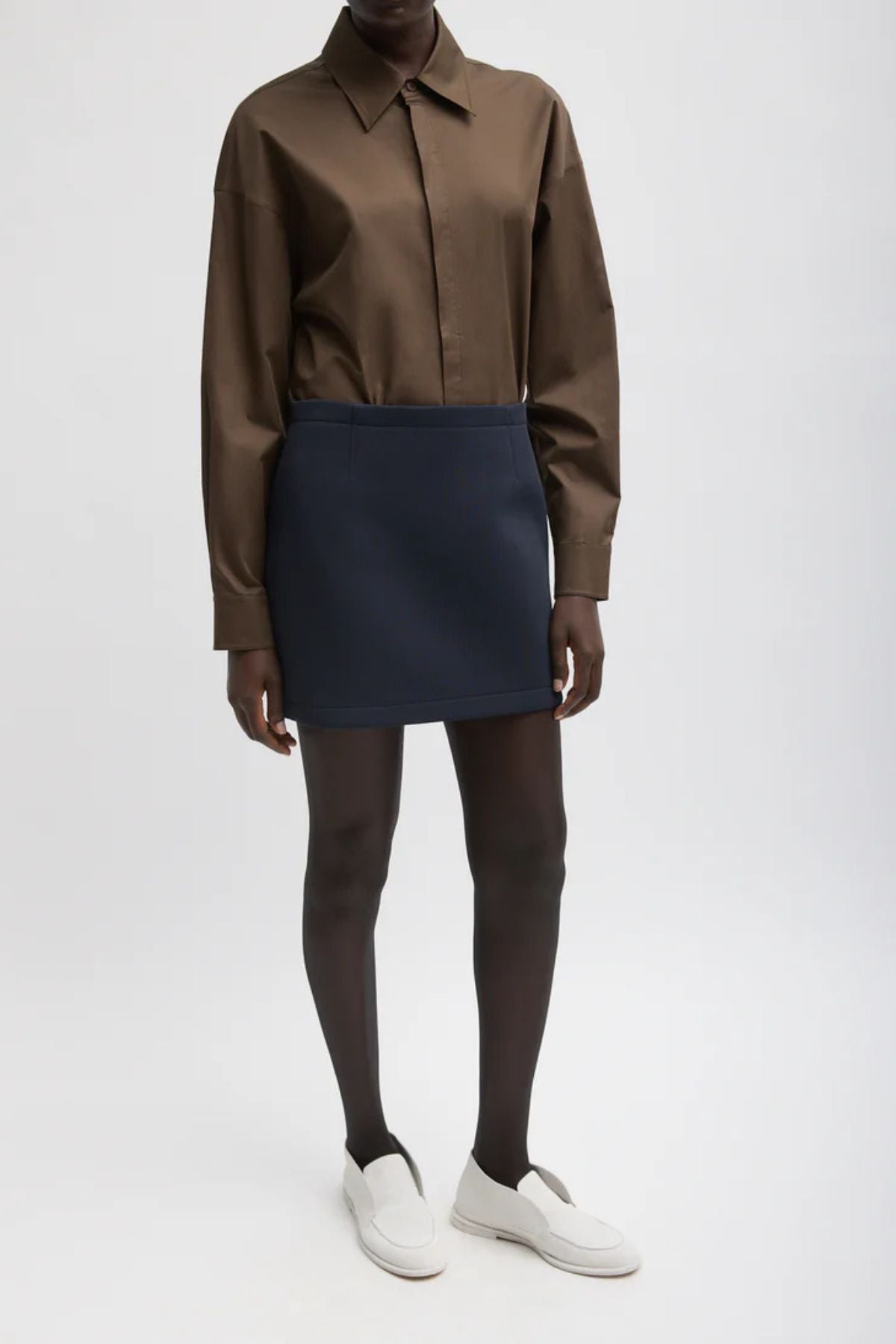 Tibi Bonded Twill Mini Skirt - Navy