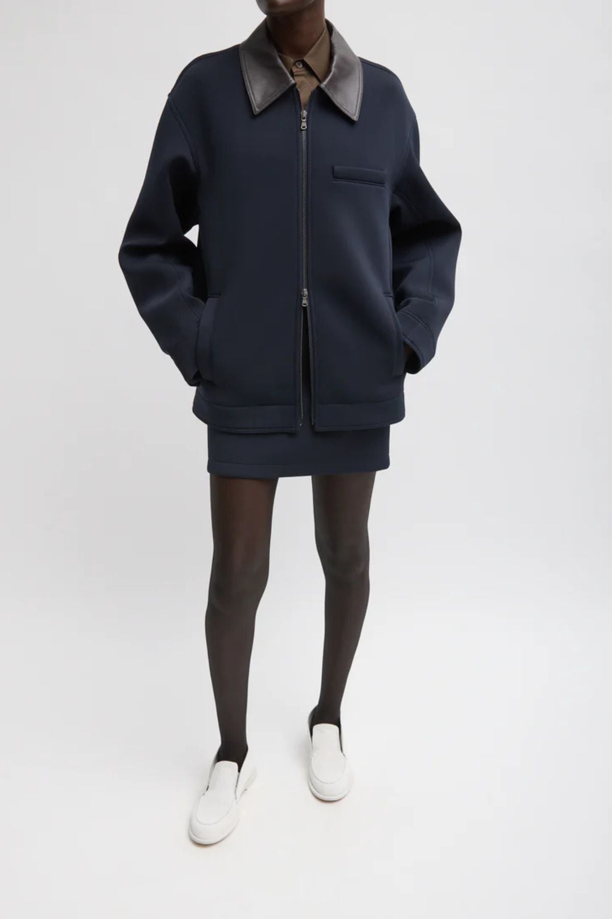 Tibi Bonded Twill Mini Skirt - Navy