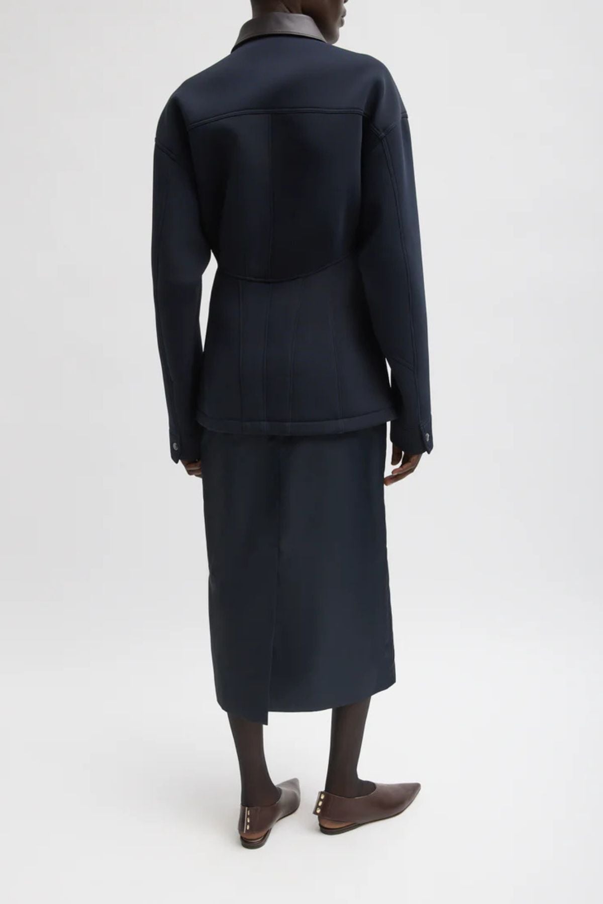 Tibi Bonded Twill Sculpted Workmen Jacket - Navy