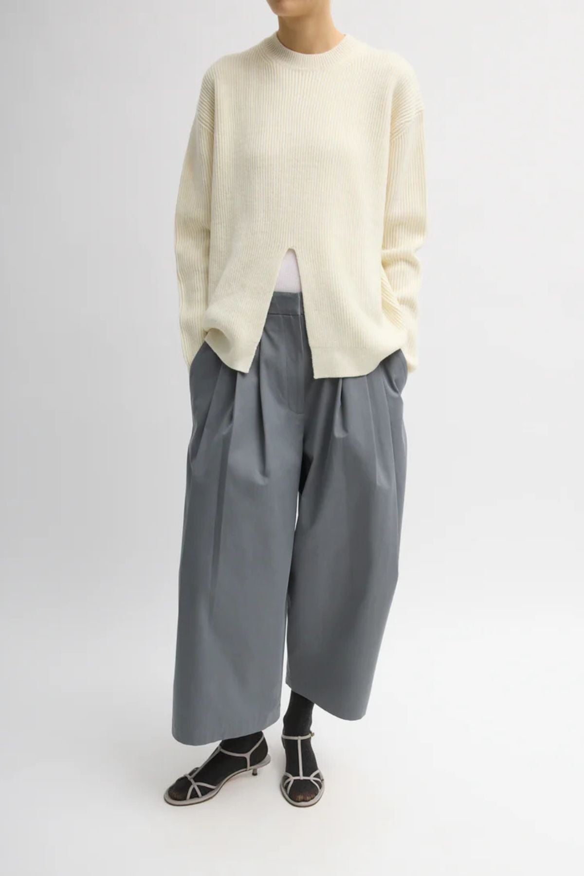 Tibi Cardigan Stitch Easy Pullover - Ivory