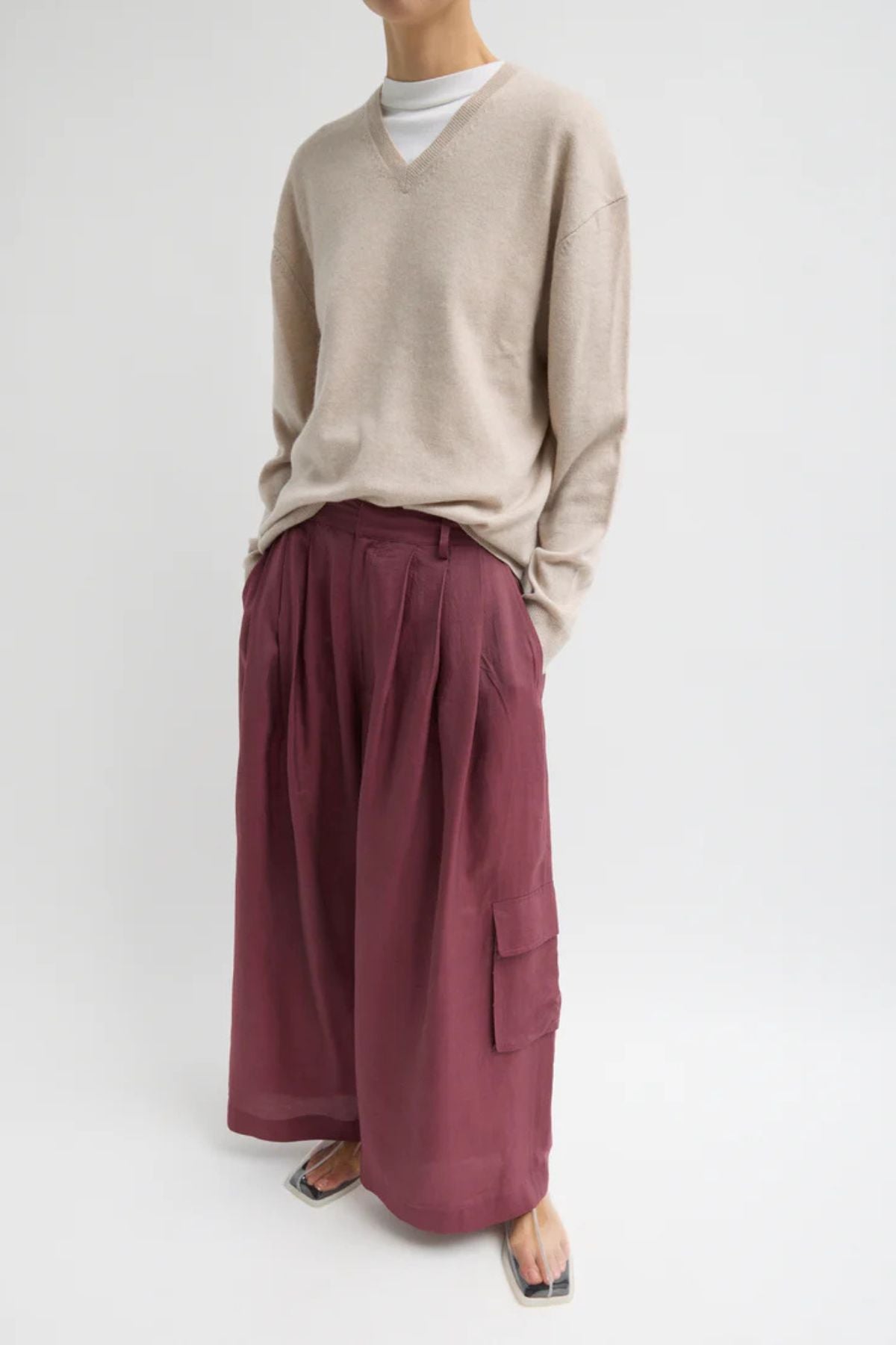 Tibi Cargo Triple Pleat Pant - Light Mulberry