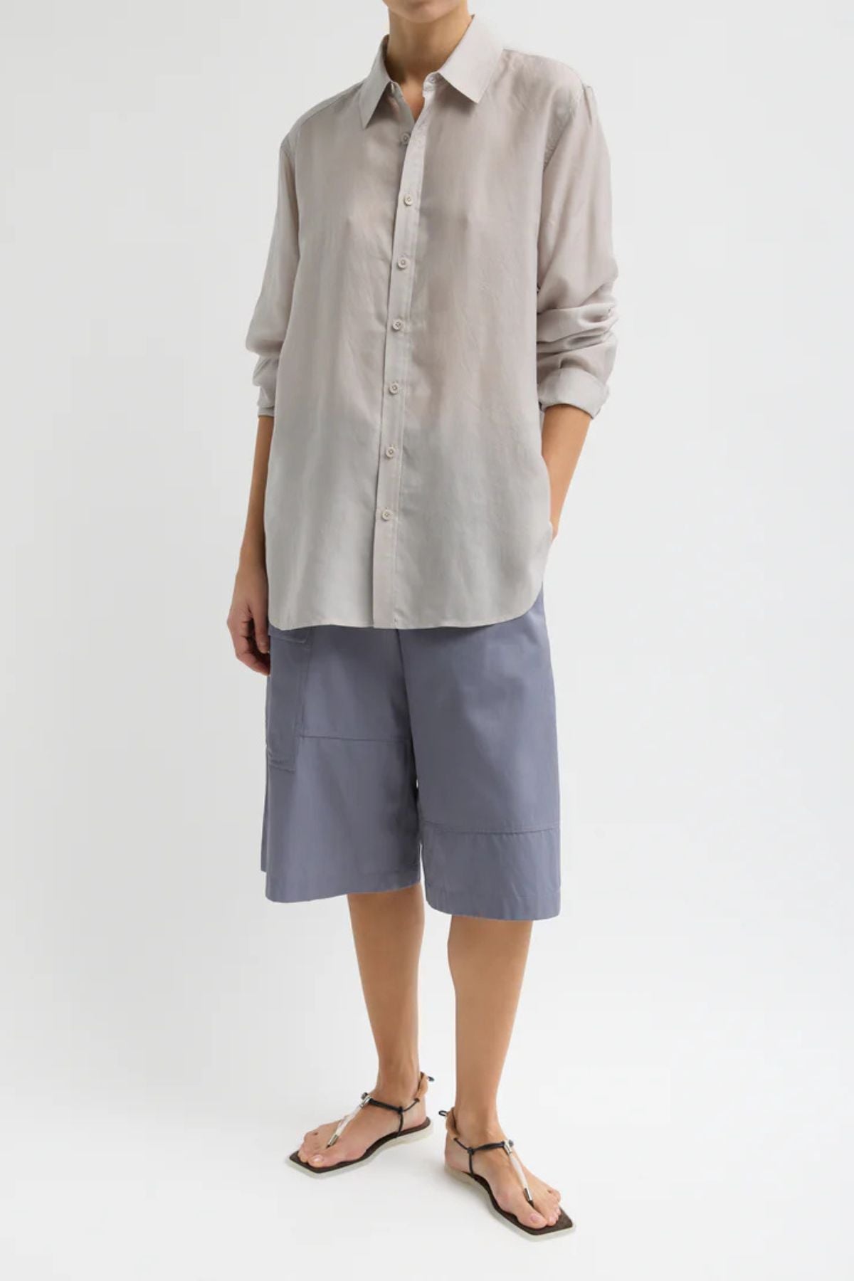 Tibi Charlie Men's Slim Shirt - Stone