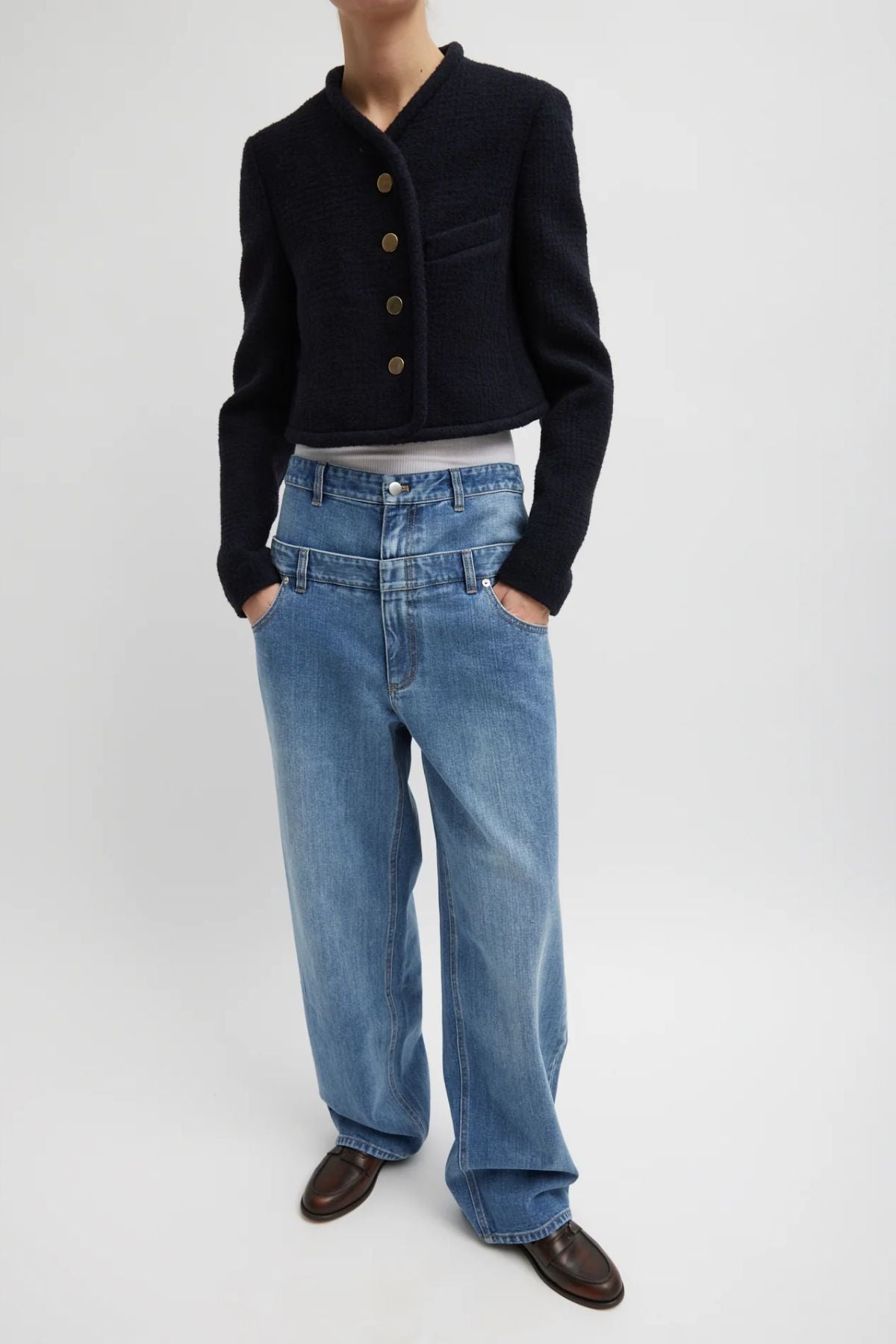 Tibi Double Waisted Carpenter Jean Classic Blue