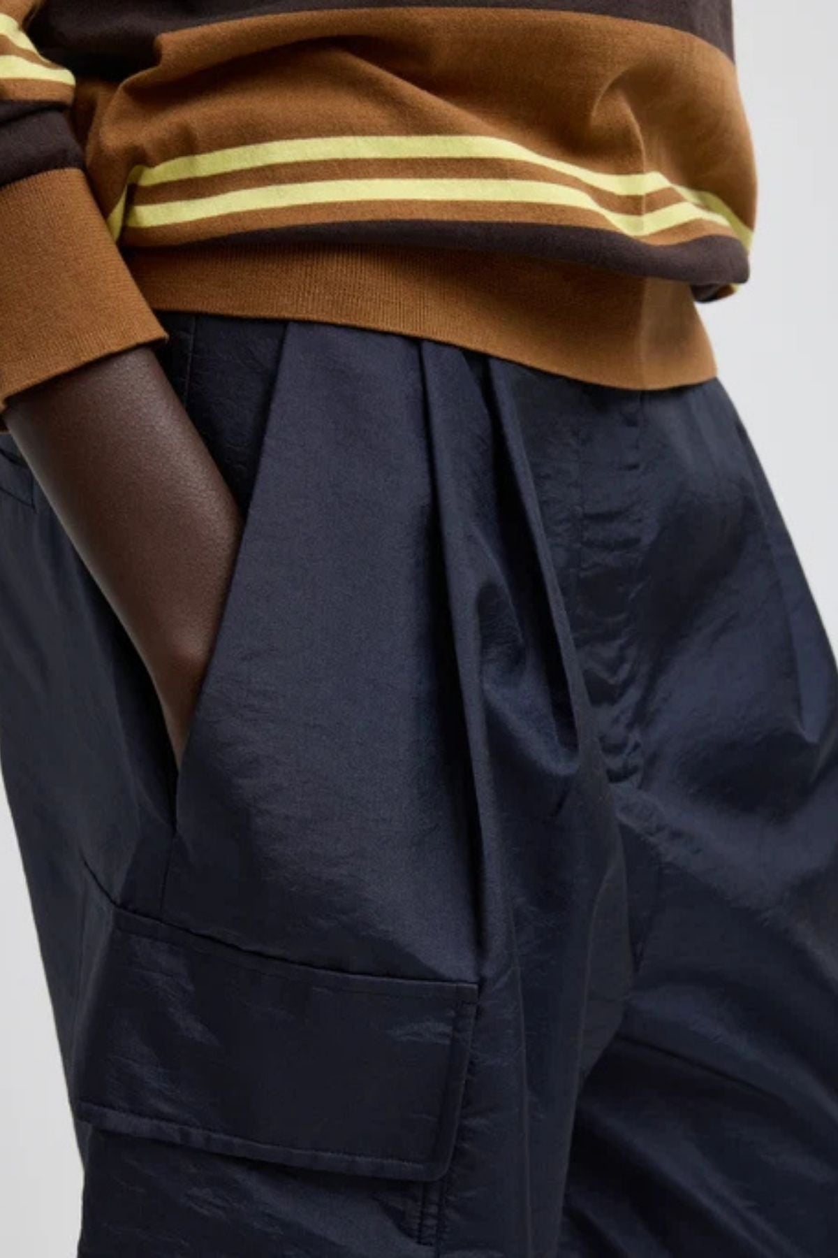 Tibi Crispy Nylon Stella Short - Navy