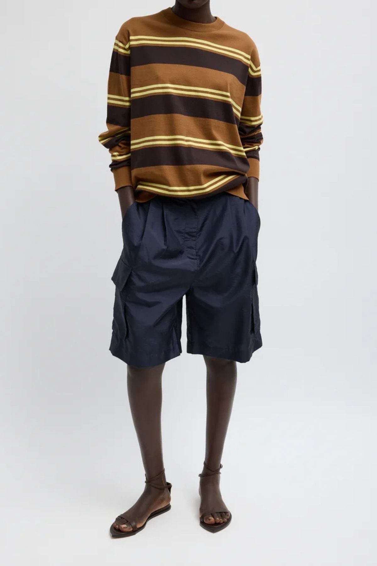 Tibi Crispy Nylon Stella Short - Navy