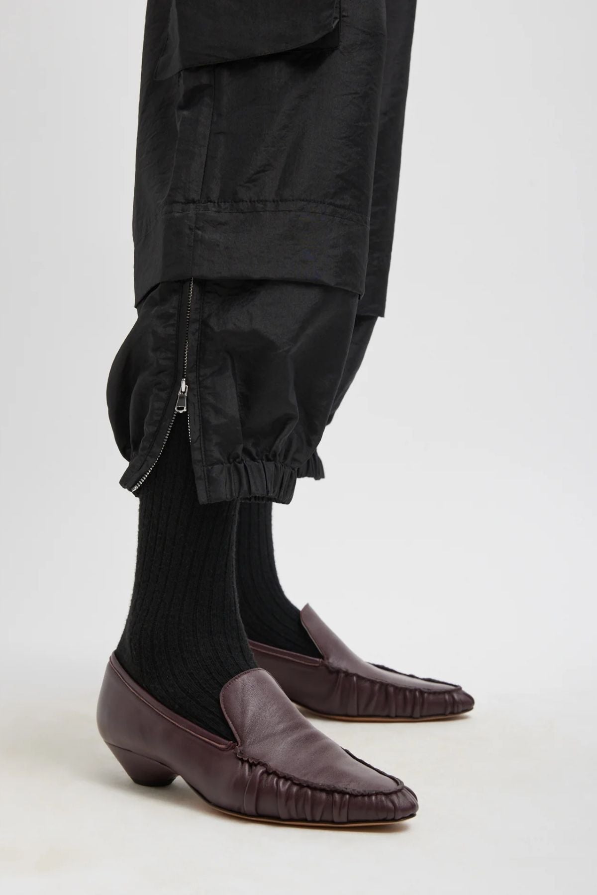 Tibi Crispy Nylon Wilt Pull On Jogger - Black