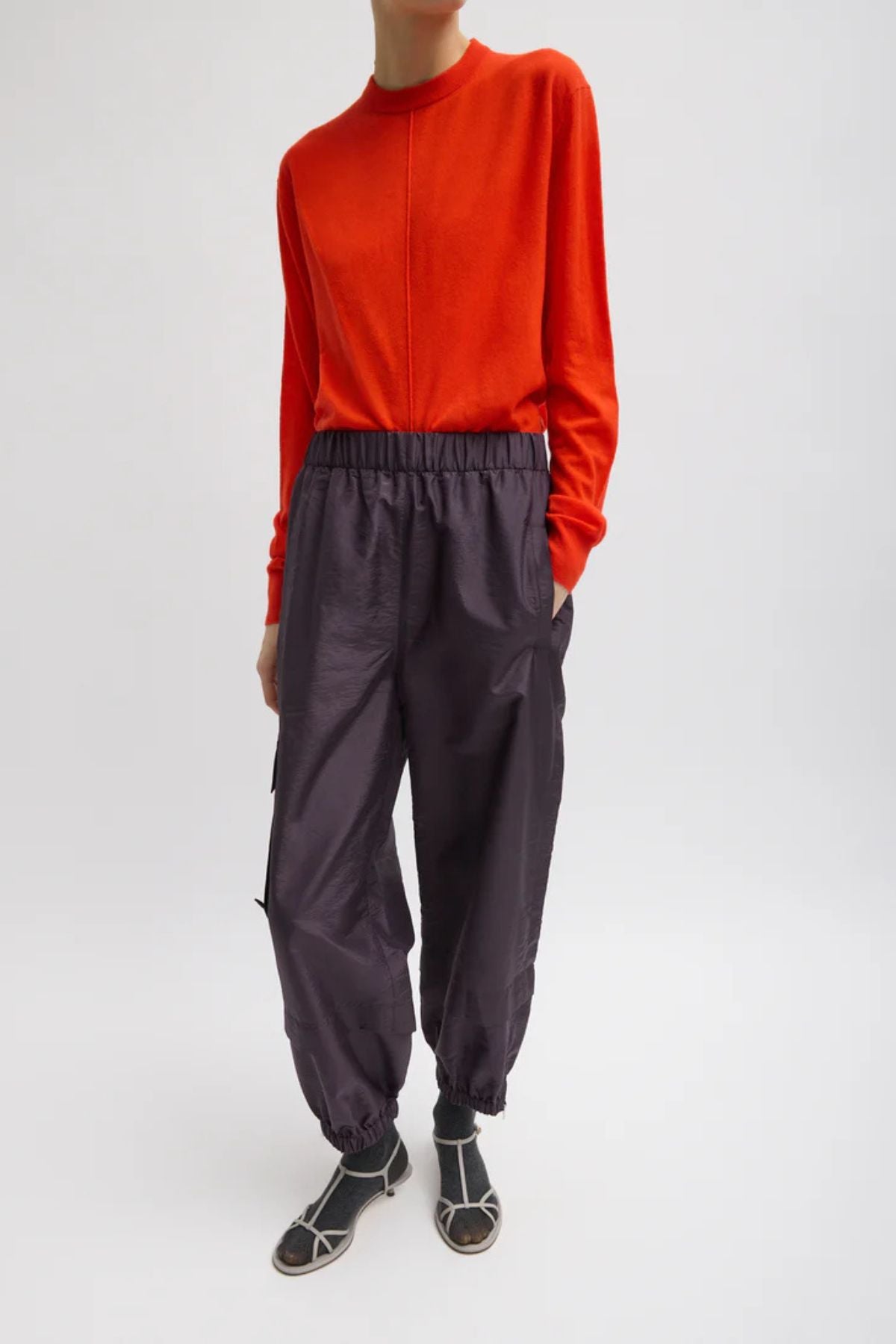 Tibi Crispy Nylon Wilt Pull On Jogger - Eggplant