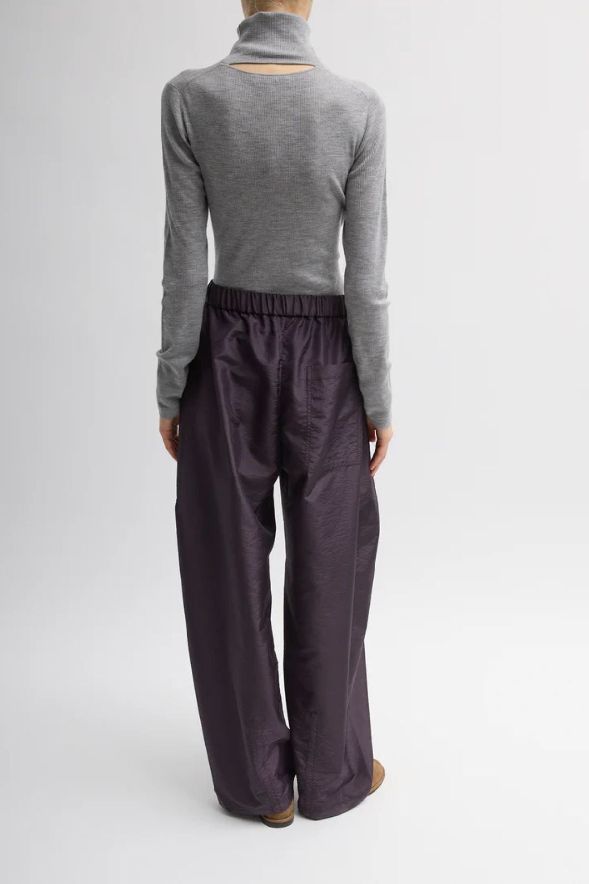 Tibi Crispy Nylon Winslow Pant - Eggplant