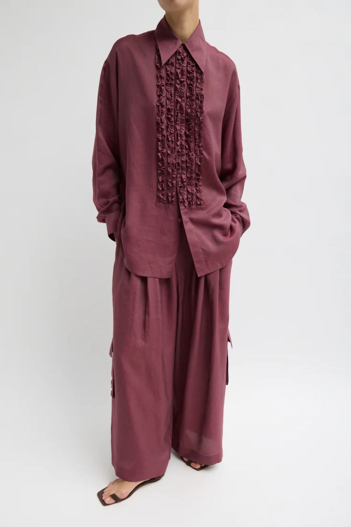 Tibi Easy Tuxedo Shirt - Light Mulberry