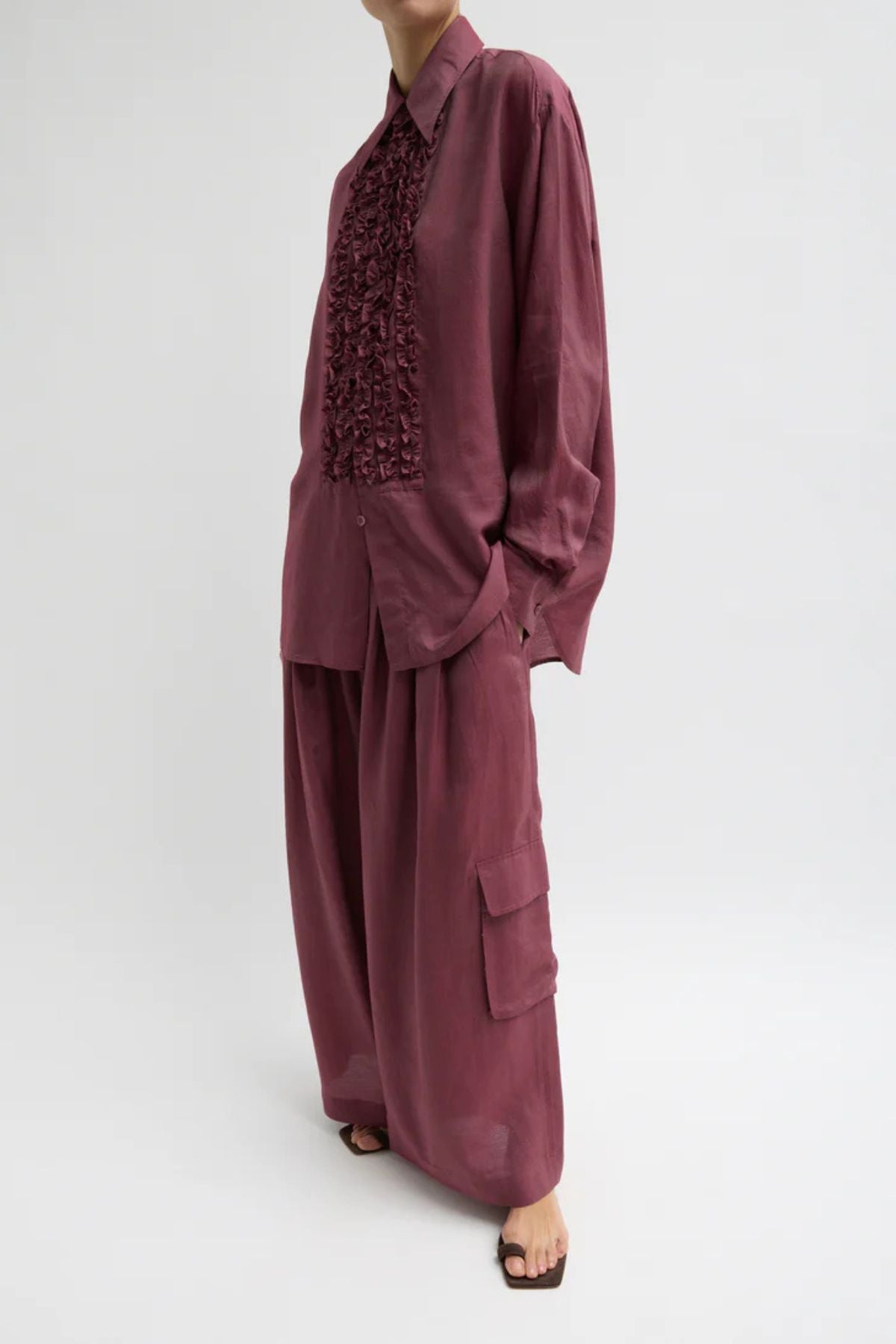 Tibi Easy Tuxedo Shirt - Light Mulberry