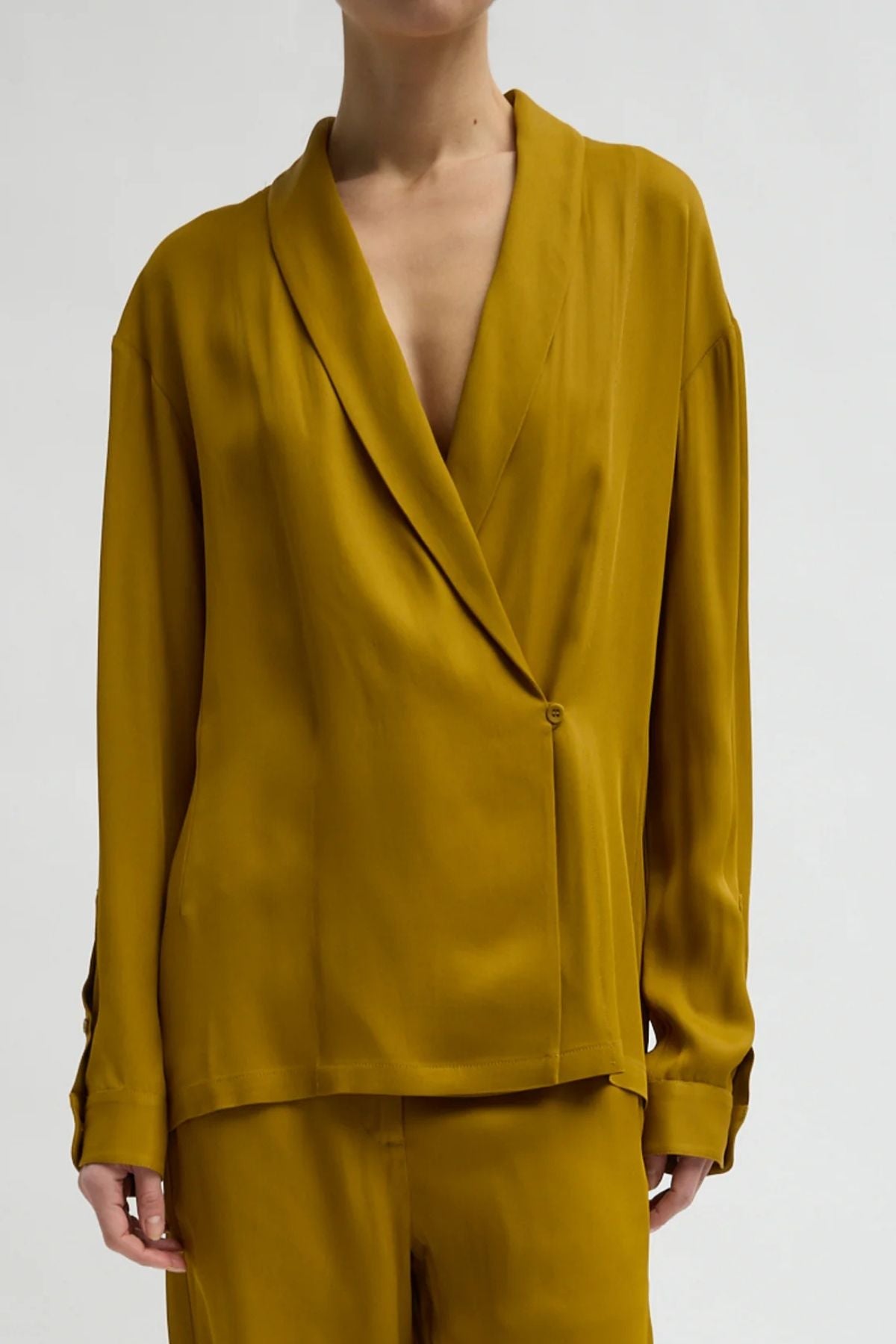 Tibi Eco Acetate Viscose Wrap Shirt Jacket - Mustard