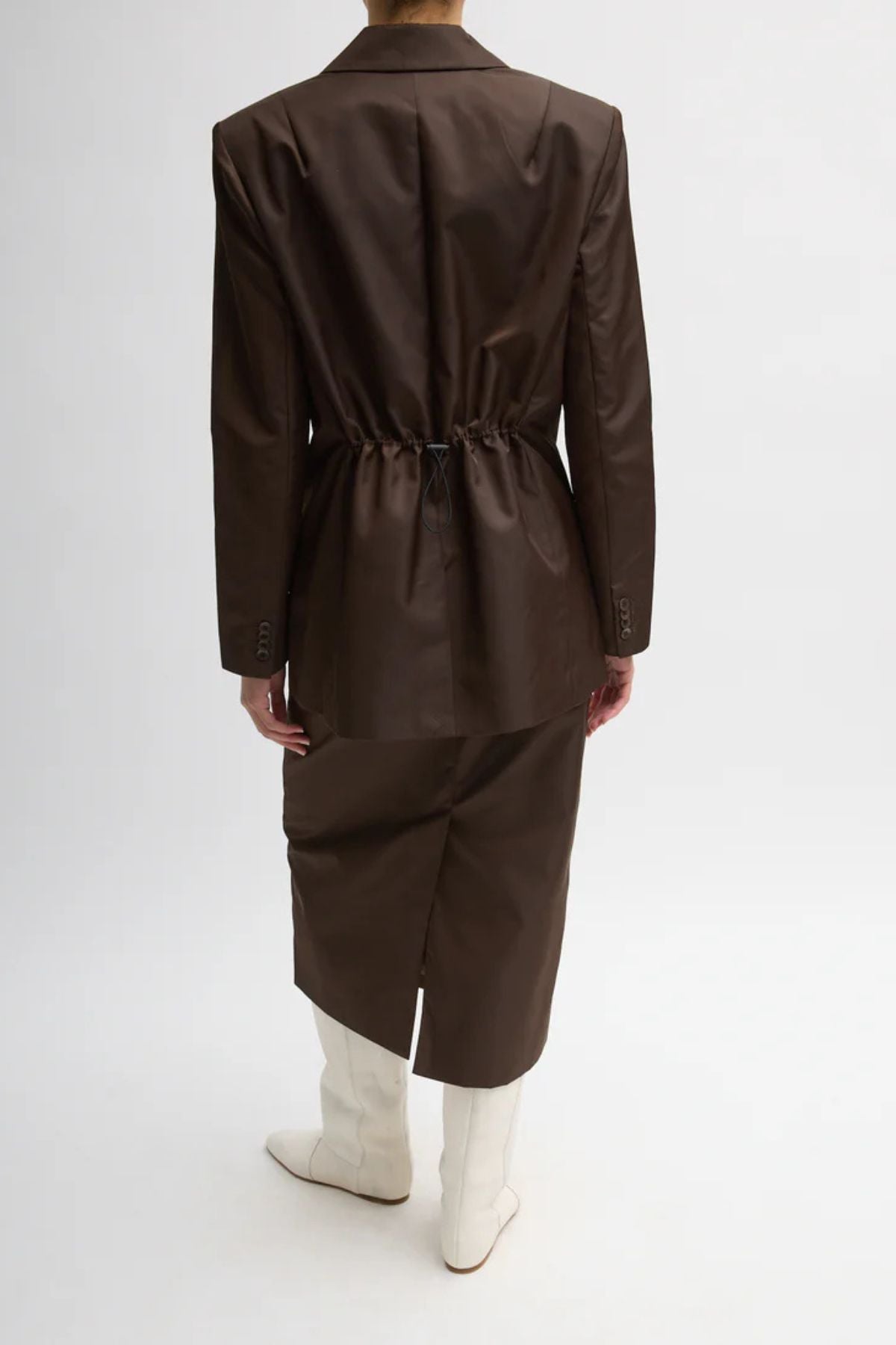 Tibi Eco Nylon Max Blazer - Brown