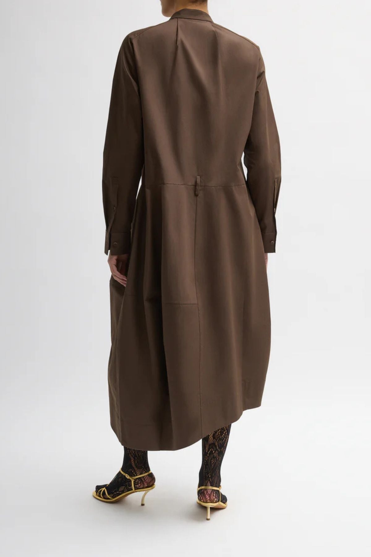 Tibi Compact Eco Poplin Balloon Dress - Brown