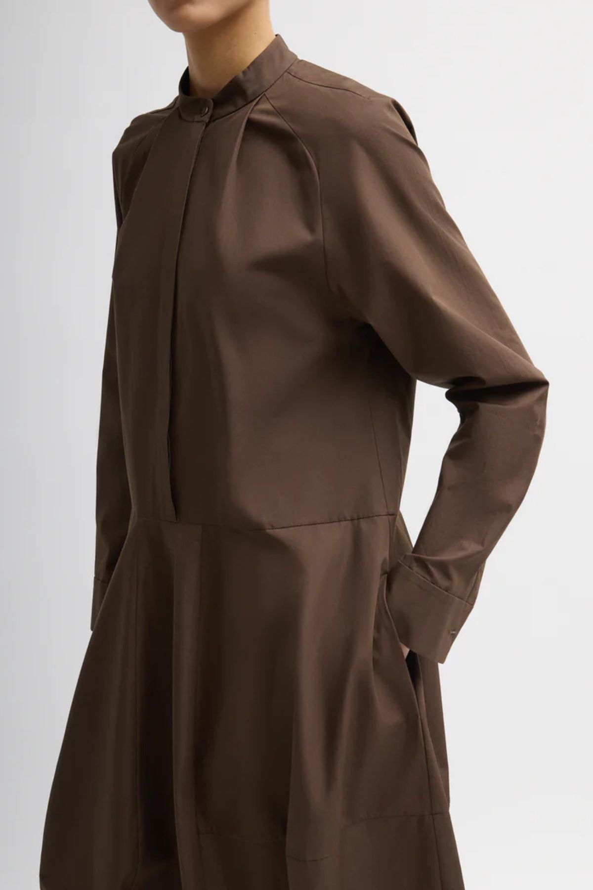 Tibi Compact Eco Poplin Balloon Dress - Brown
