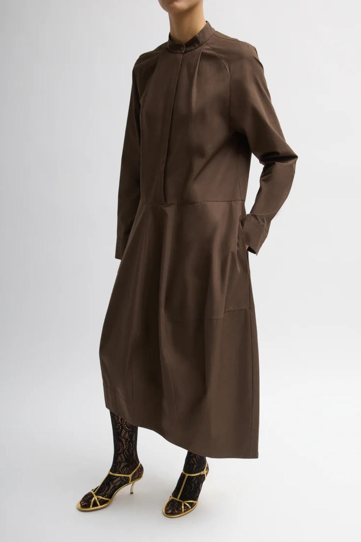 Tibi Compact Eco Poplin Balloon Dress - Brown