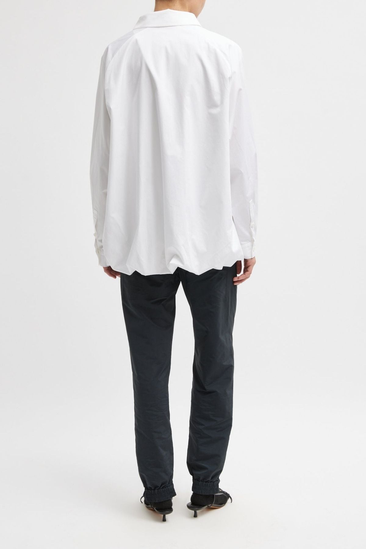 Tibi Eco Poplin Bubble Hem Shirt Jacket - White