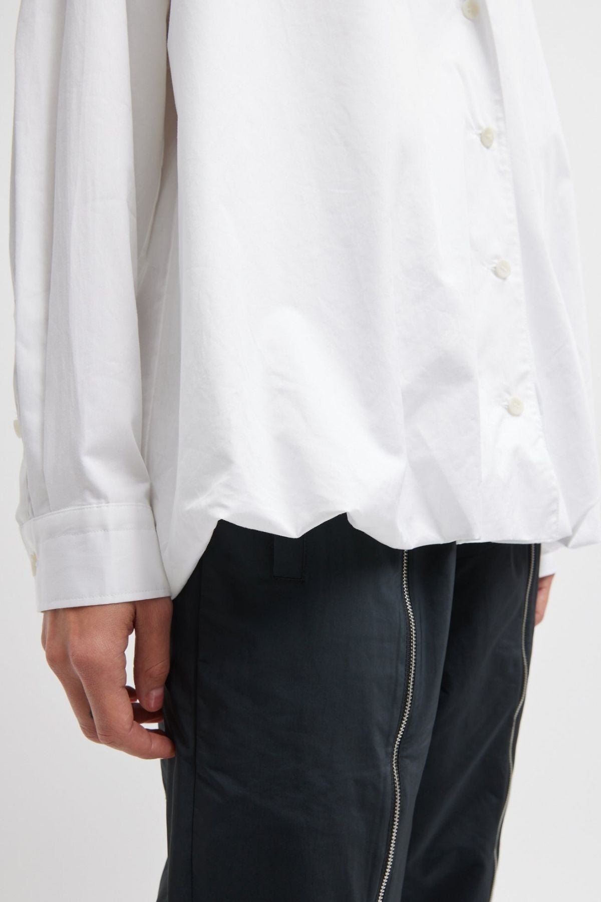 Tibi Eco Poplin Bubble Hem Shirt Jacket - White