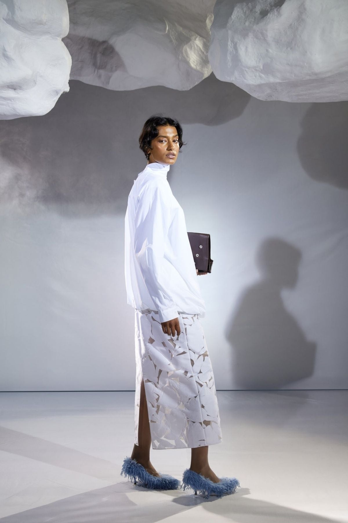 Tibi Eco Poplin Bubble Hem Shirt Jacket - White