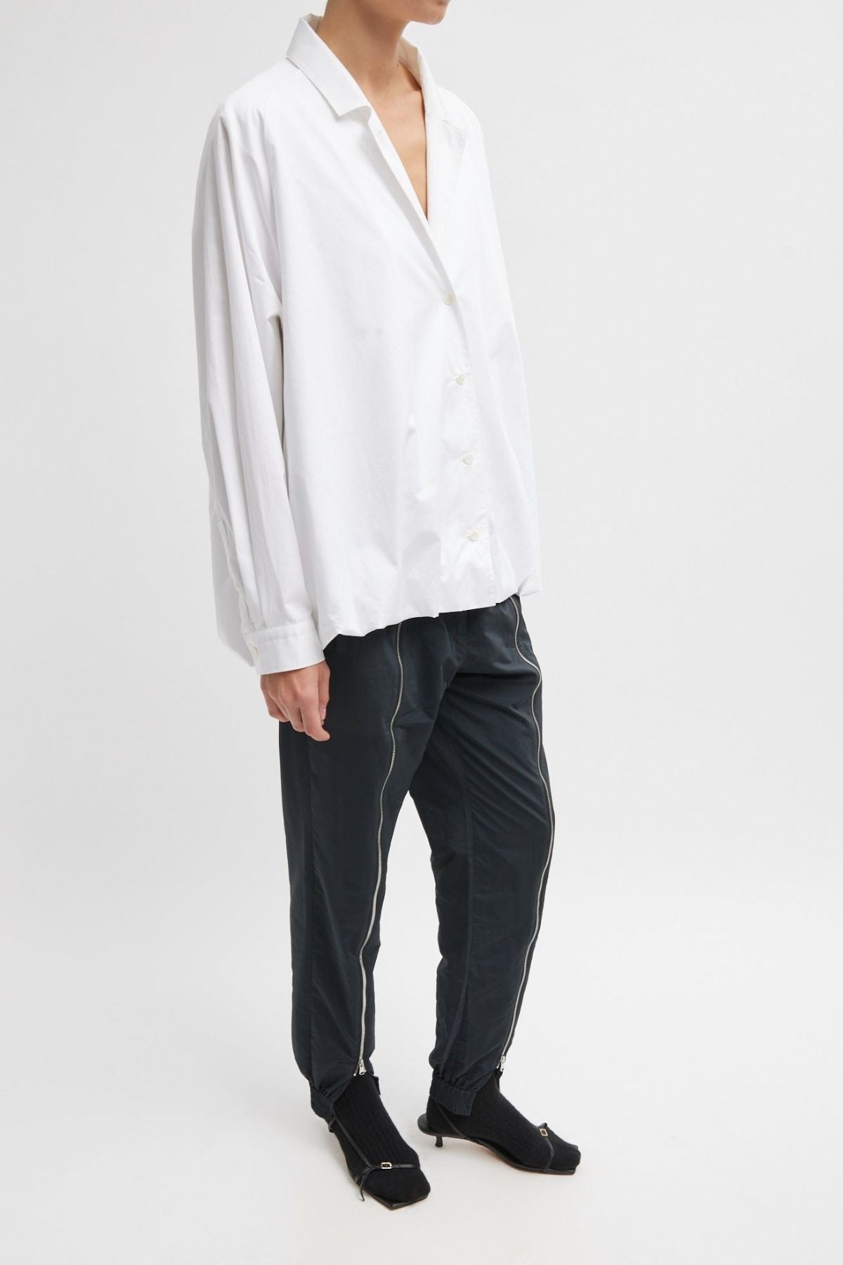 Tibi Eco Poplin Bubble Hem Shirt Jacket - White