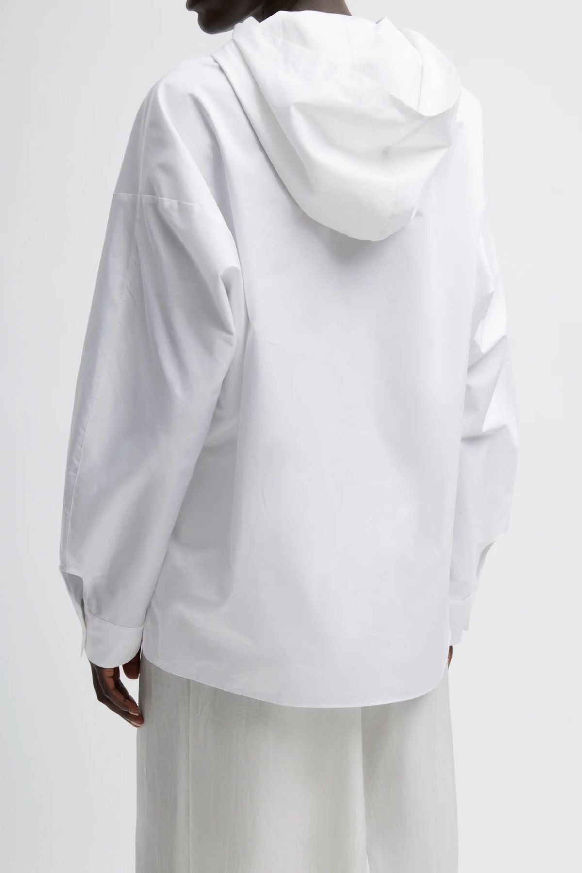 Tibi Eco Poplin Hooded Shirt - White