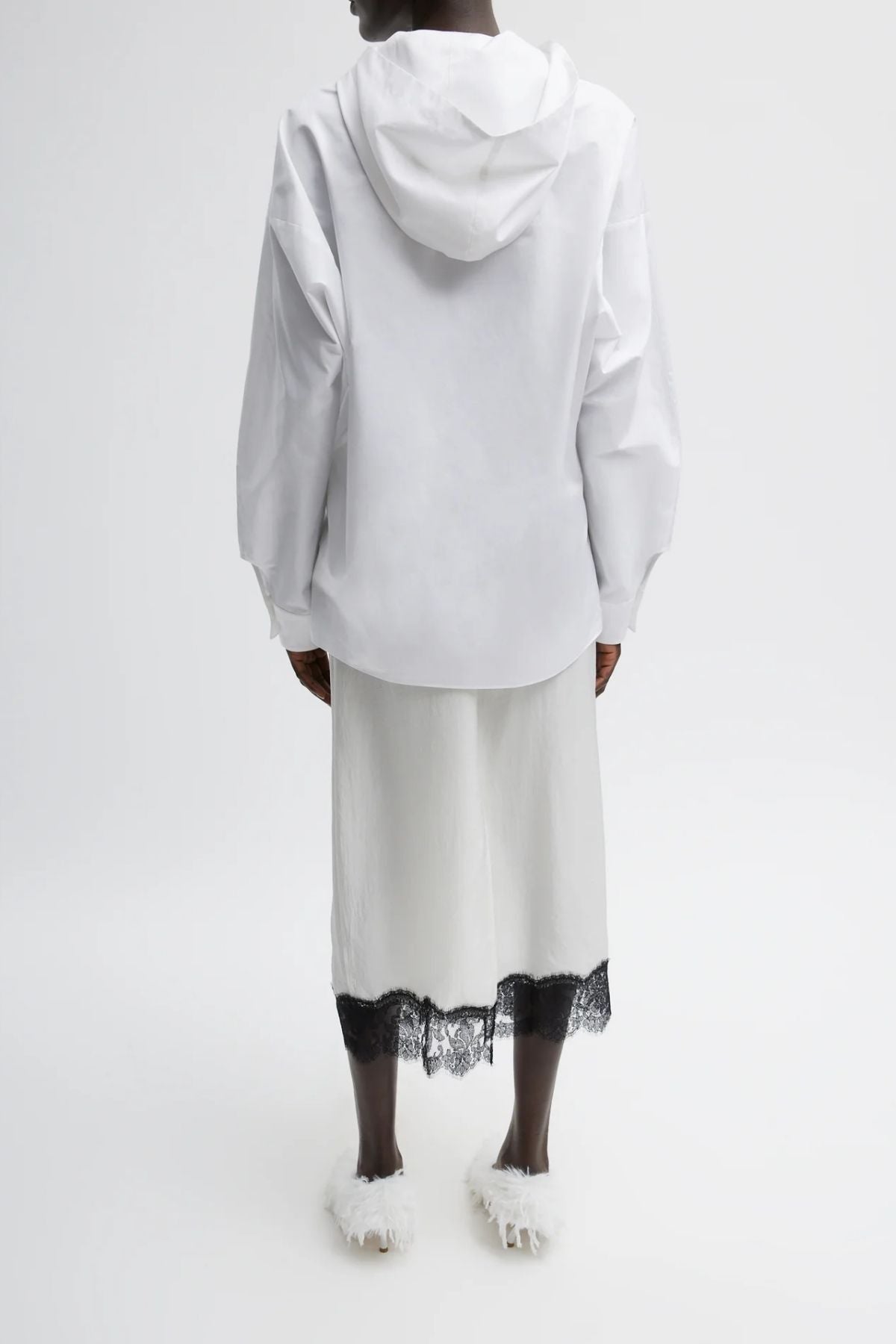 Tibi Eco Poplin Hooded Shirt - White