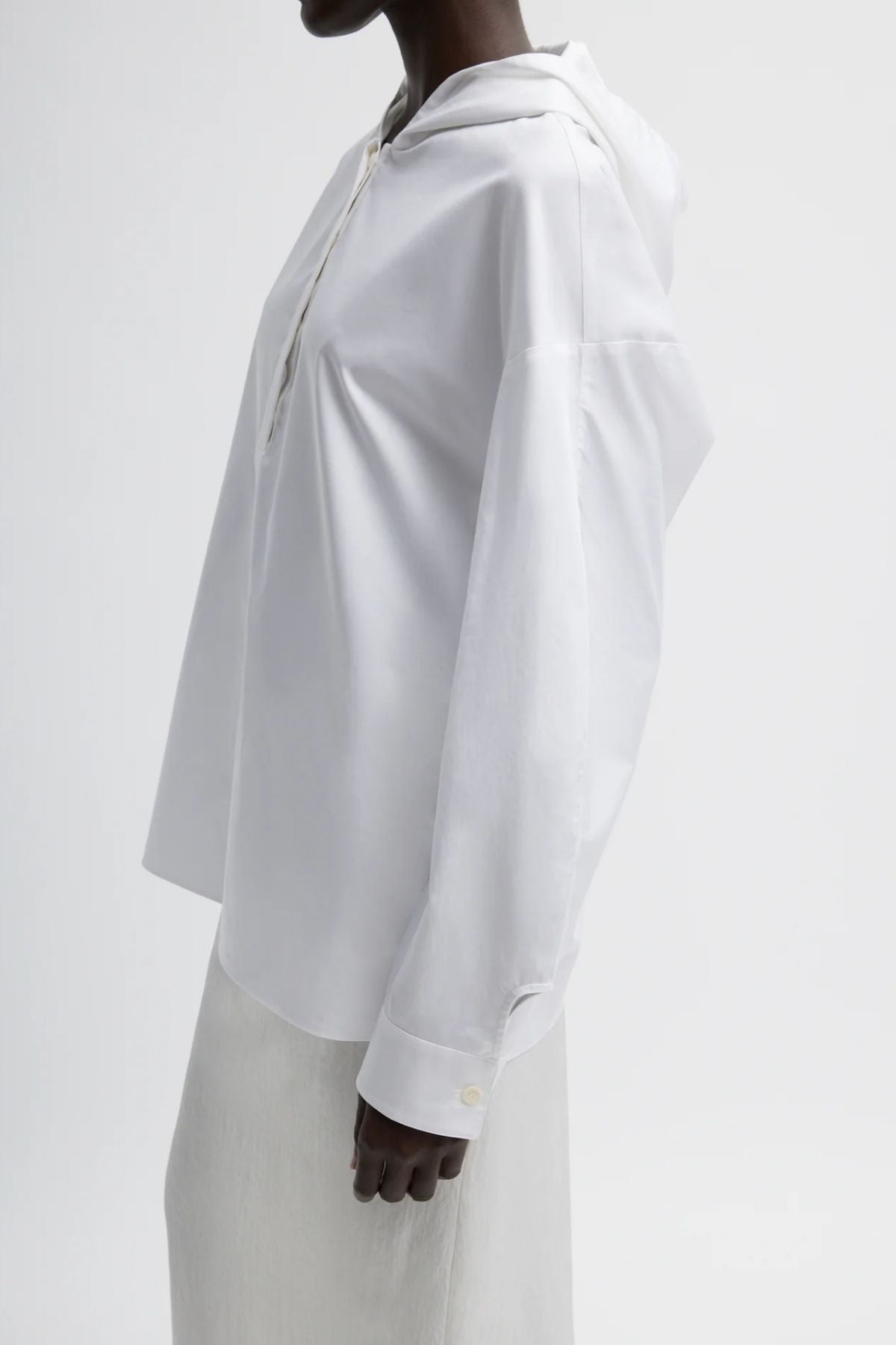 Tibi Eco Poplin Hooded Shirt - White