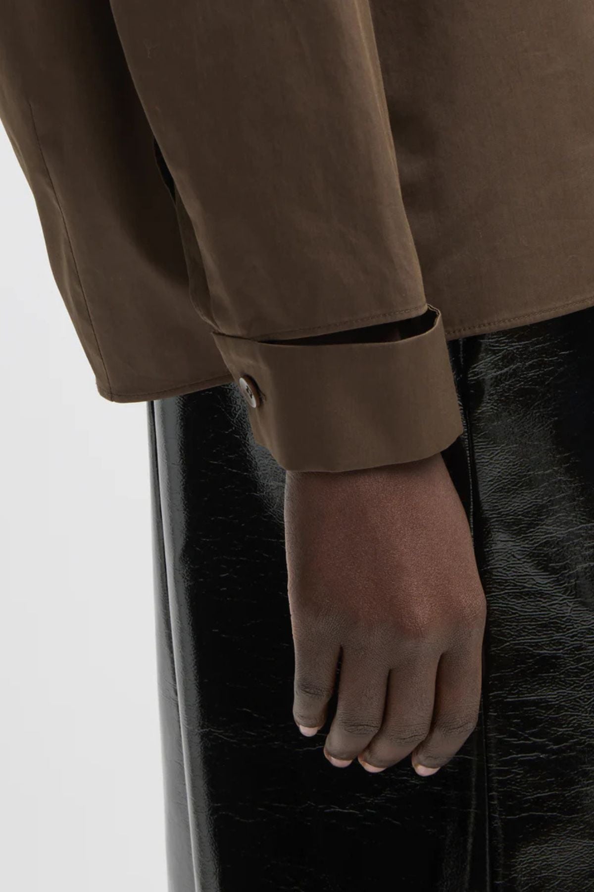 Tibi Eco Poplin V-Neck Dolman Top - Brown