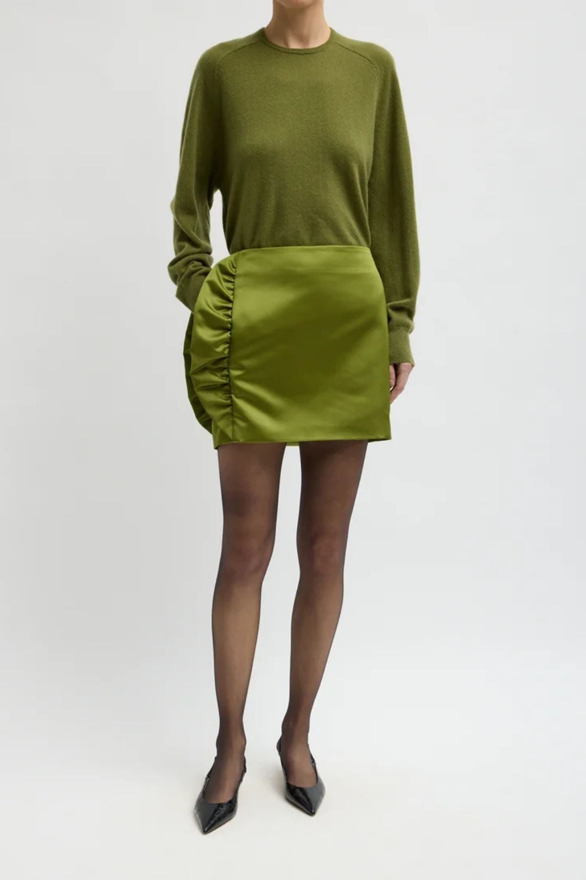 Tibi Featherweight Cashmere Crew - Ick Green