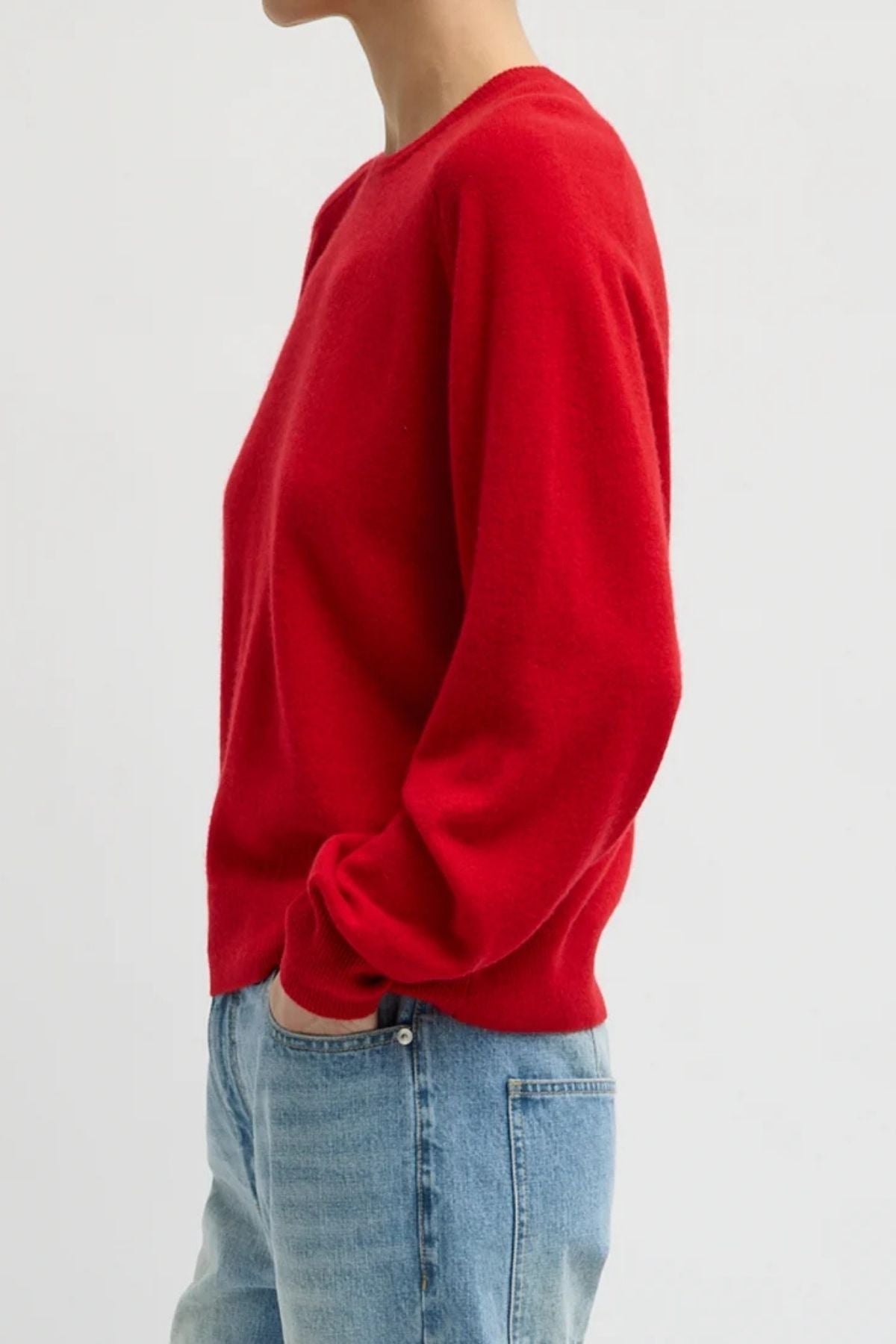 Tibi Featherweight Cashmere Crew - Red