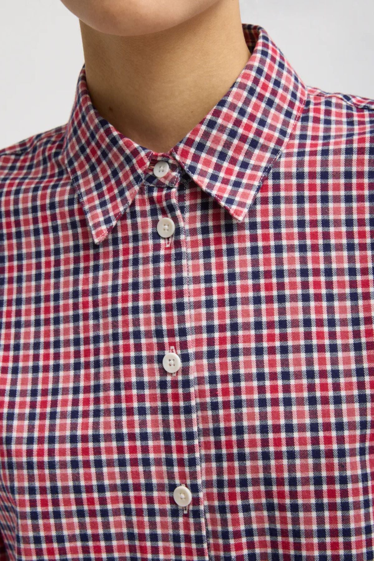 Tibi Flannel Menswear Oversized Shirt - Red Multi