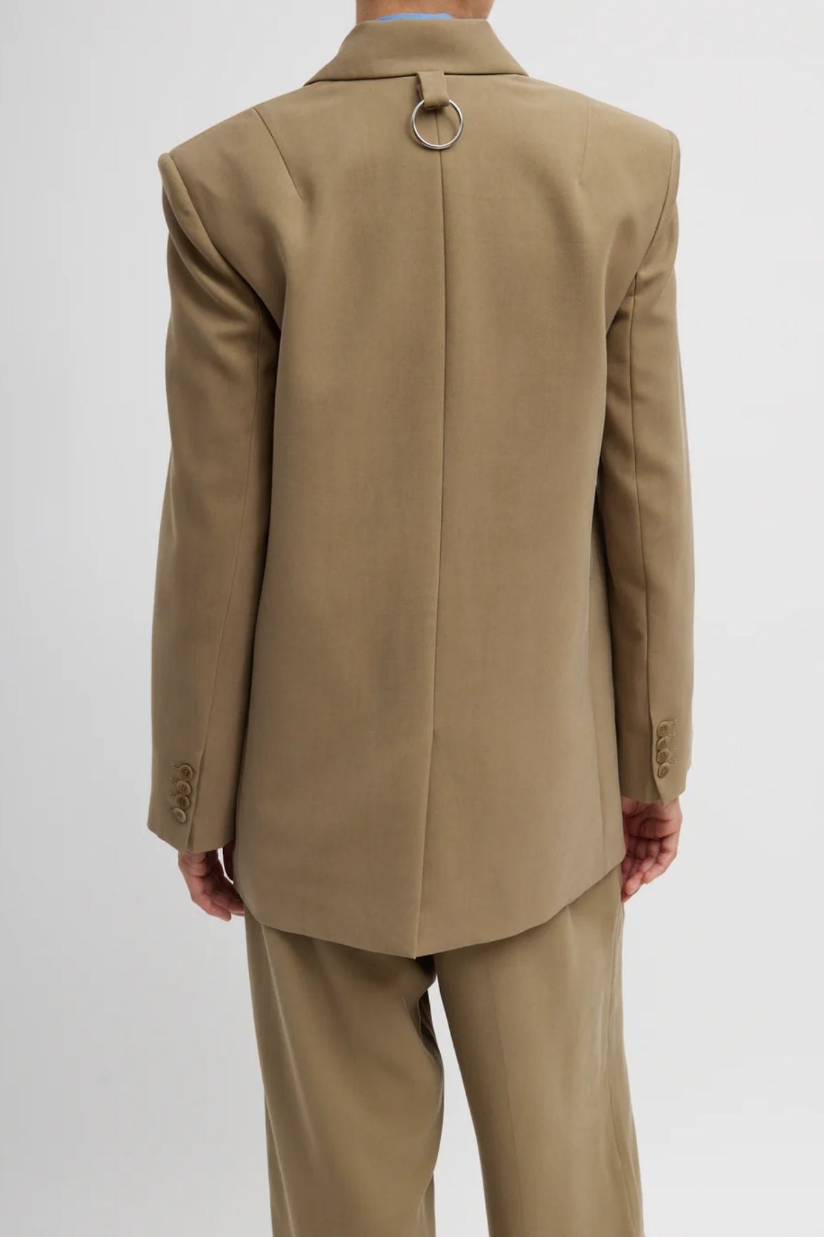 Tibi Fluid Suiting Double Breasted Blazer - Walnut