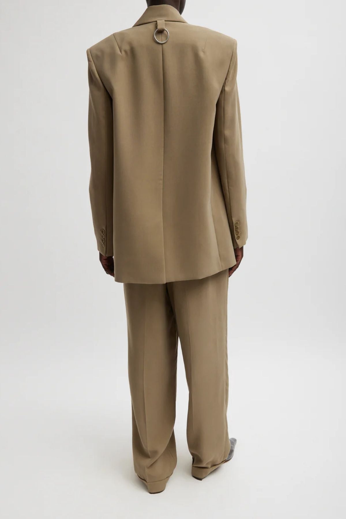 Tibi Fluid Suiting Double Breasted Blazer - Walnut