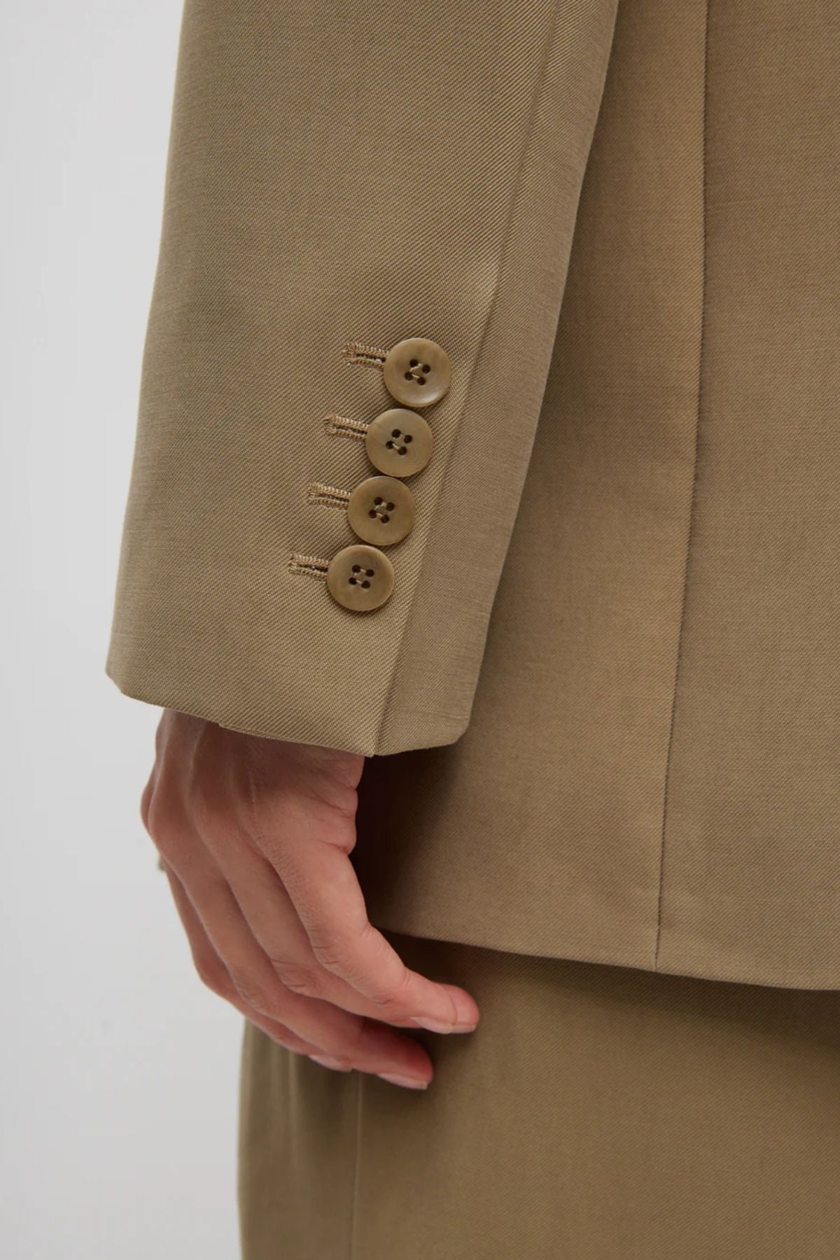 Tibi Fluid Suiting Double Breasted Blazer - Walnut