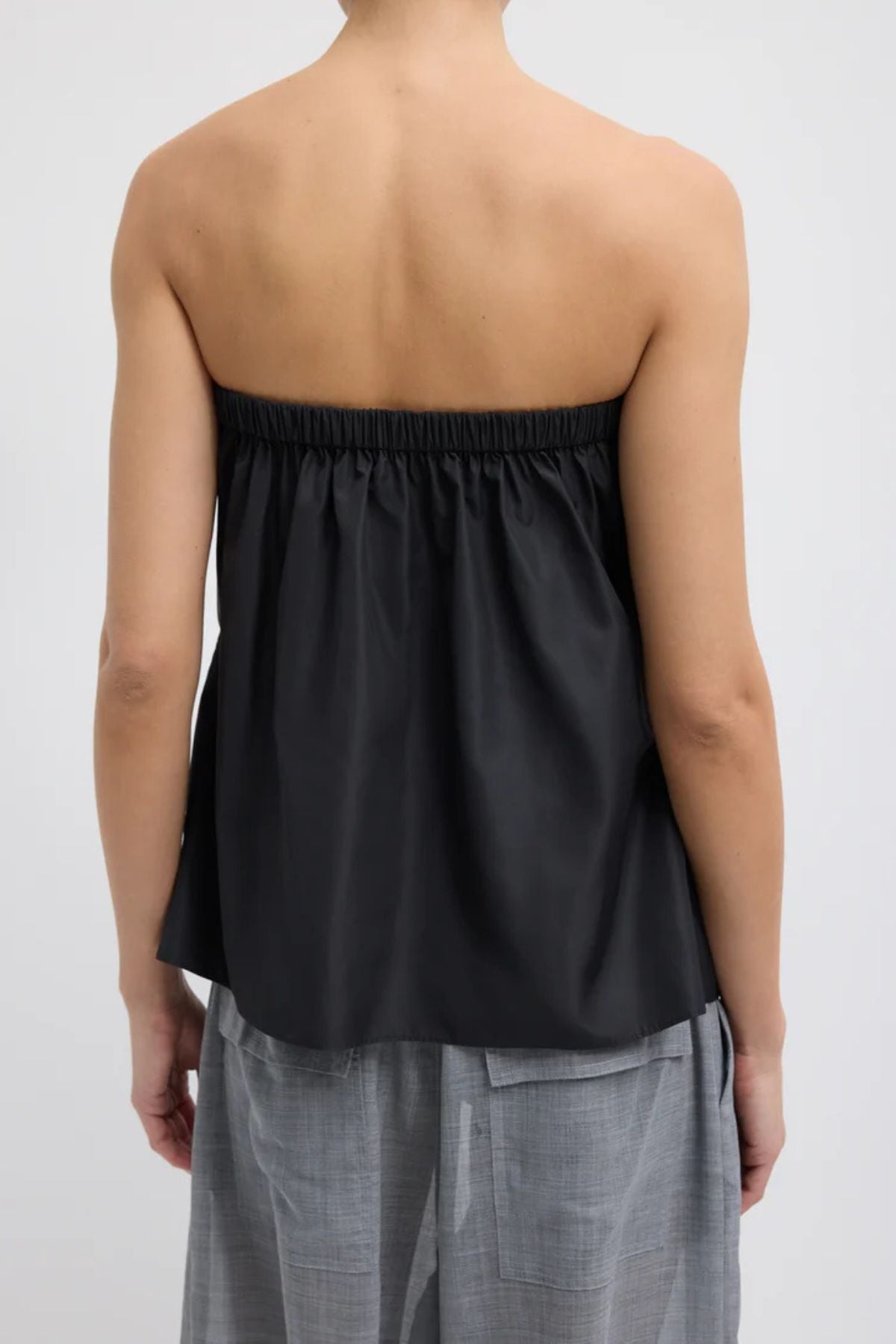 Tibi Italian Sporty Nylon Strapless Top - Black