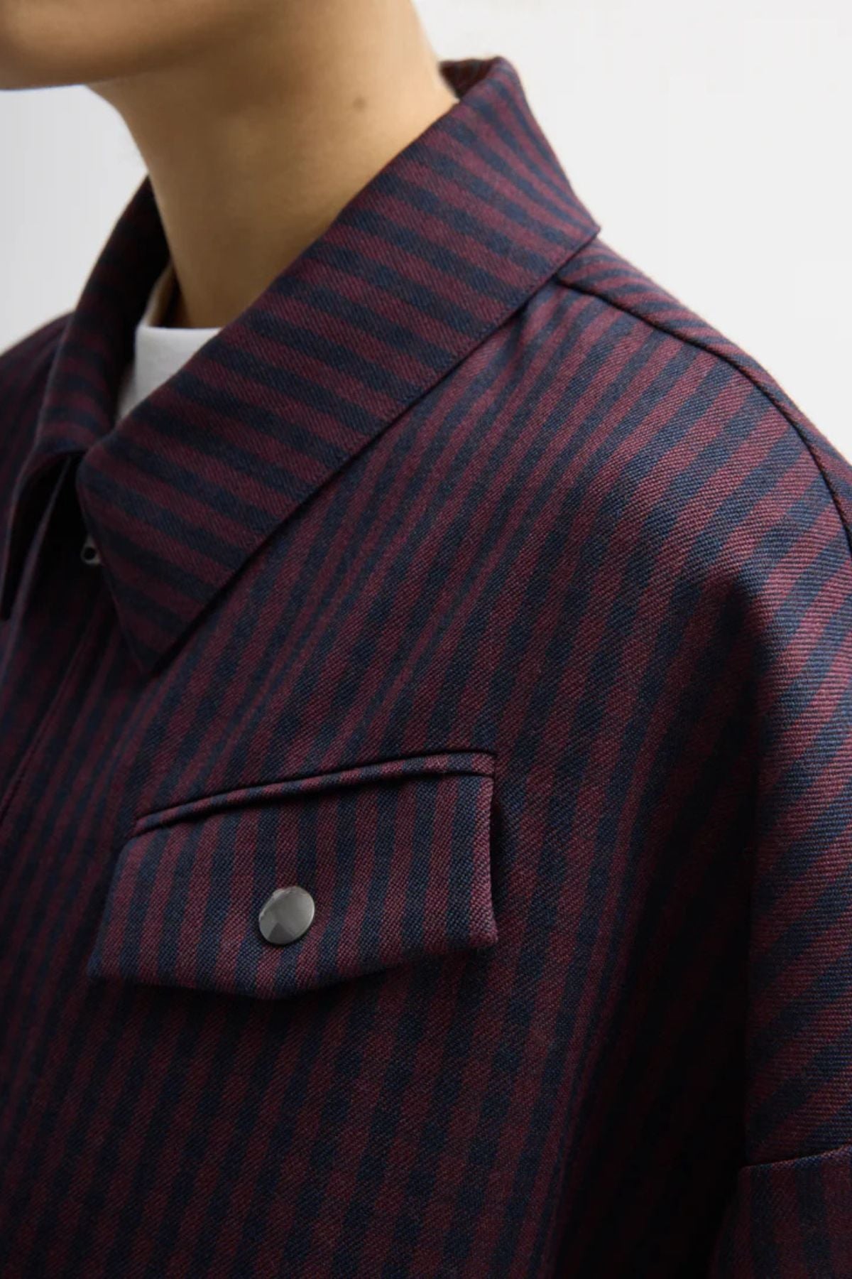 Tibi Jules Wool Gingham Bomber Jacket - Wine/ Navy