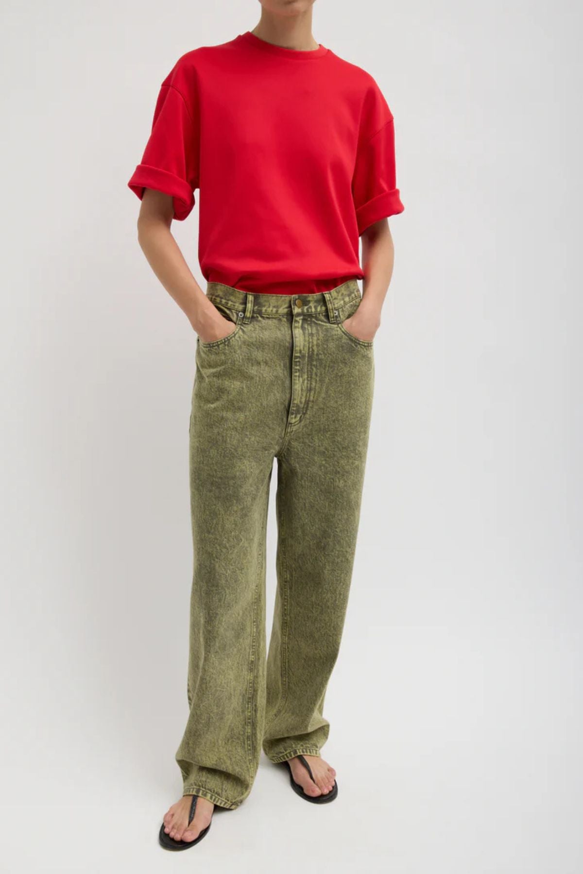 Tibi Lab Washed Denim Dennis Jean - Acid Yellow