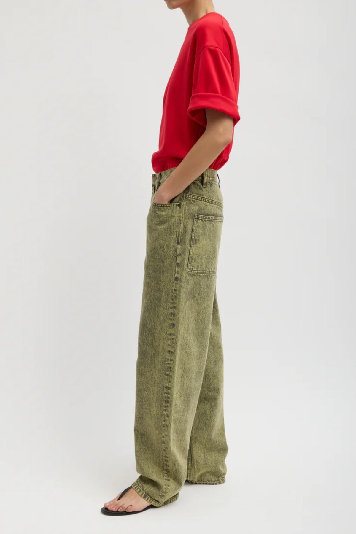 Tibi Lab Washed Denim Dennis Jean - Acid Yellow