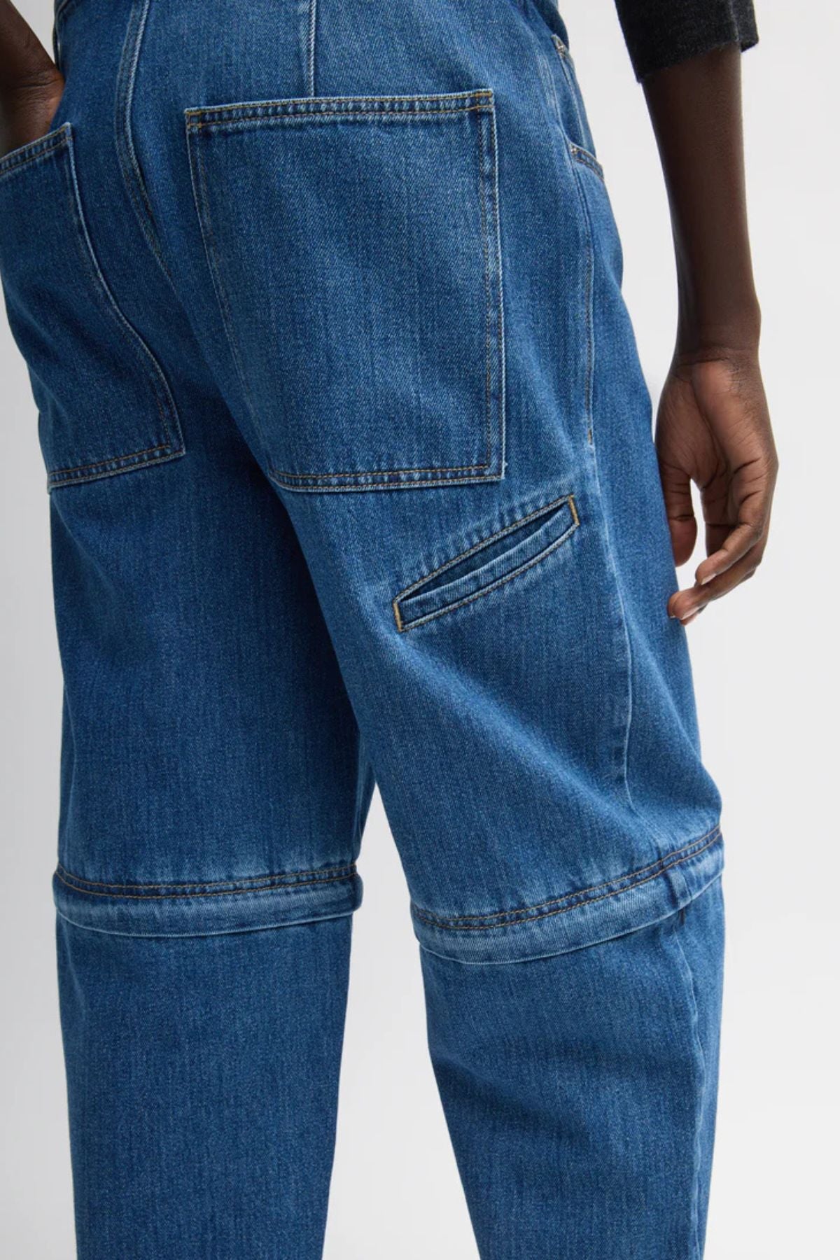 Tibi Lars Denim Convertible Jean - Classic Blue