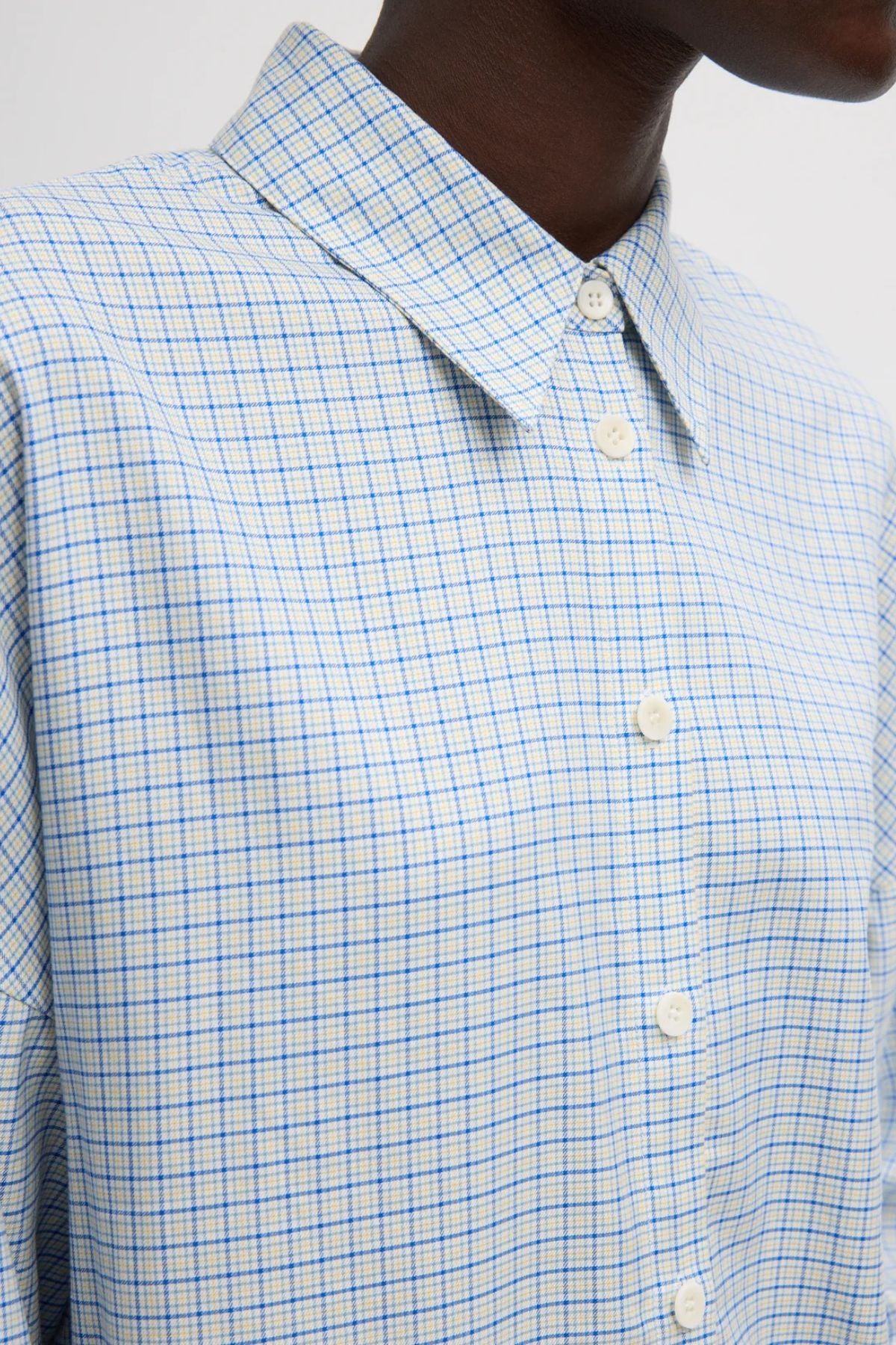 Tibi Linus Check Oversized Shirt - Blue Multi