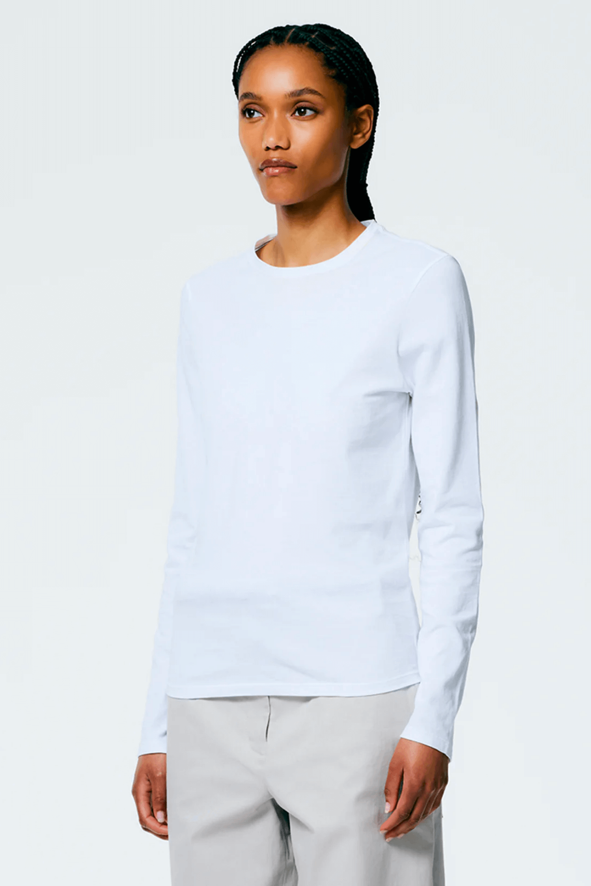 Tibi Long Sleeve Fitted T-Shirt - White