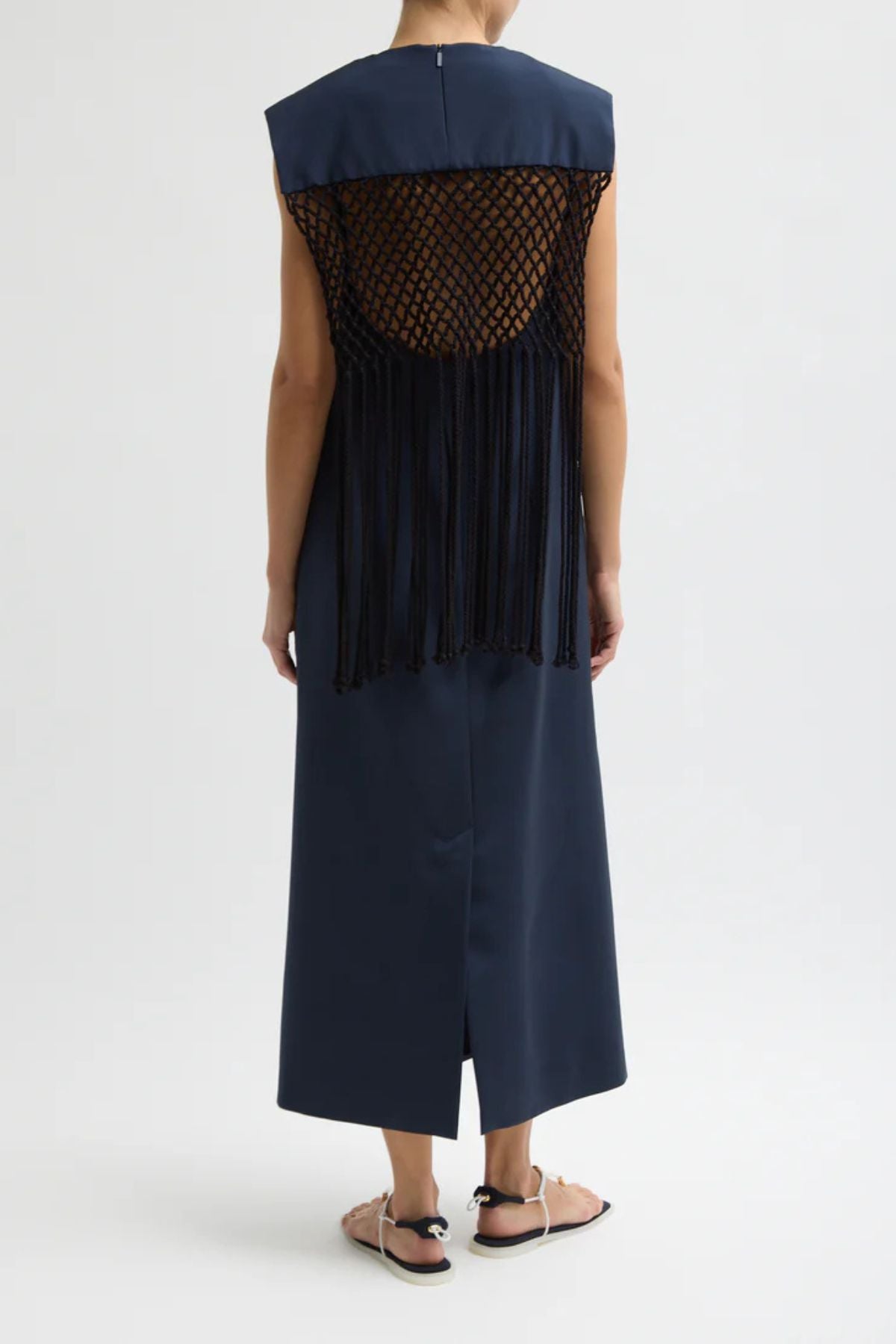 Tibi Stretch Macrame Dress - Dark Navy